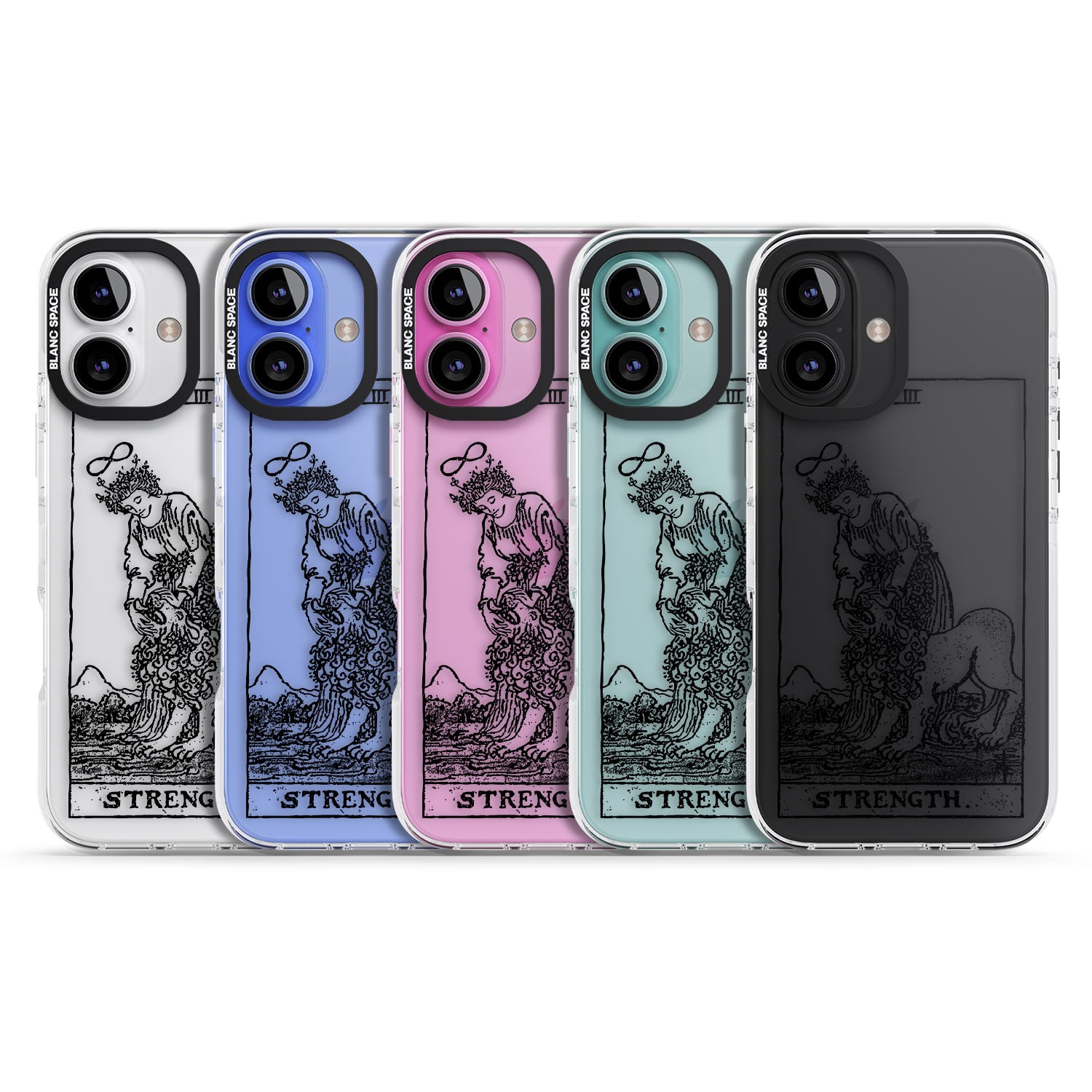 iPhone 16 Pro Max Personalised Strength Tarot Card - Transparent Black Impact Phone Case