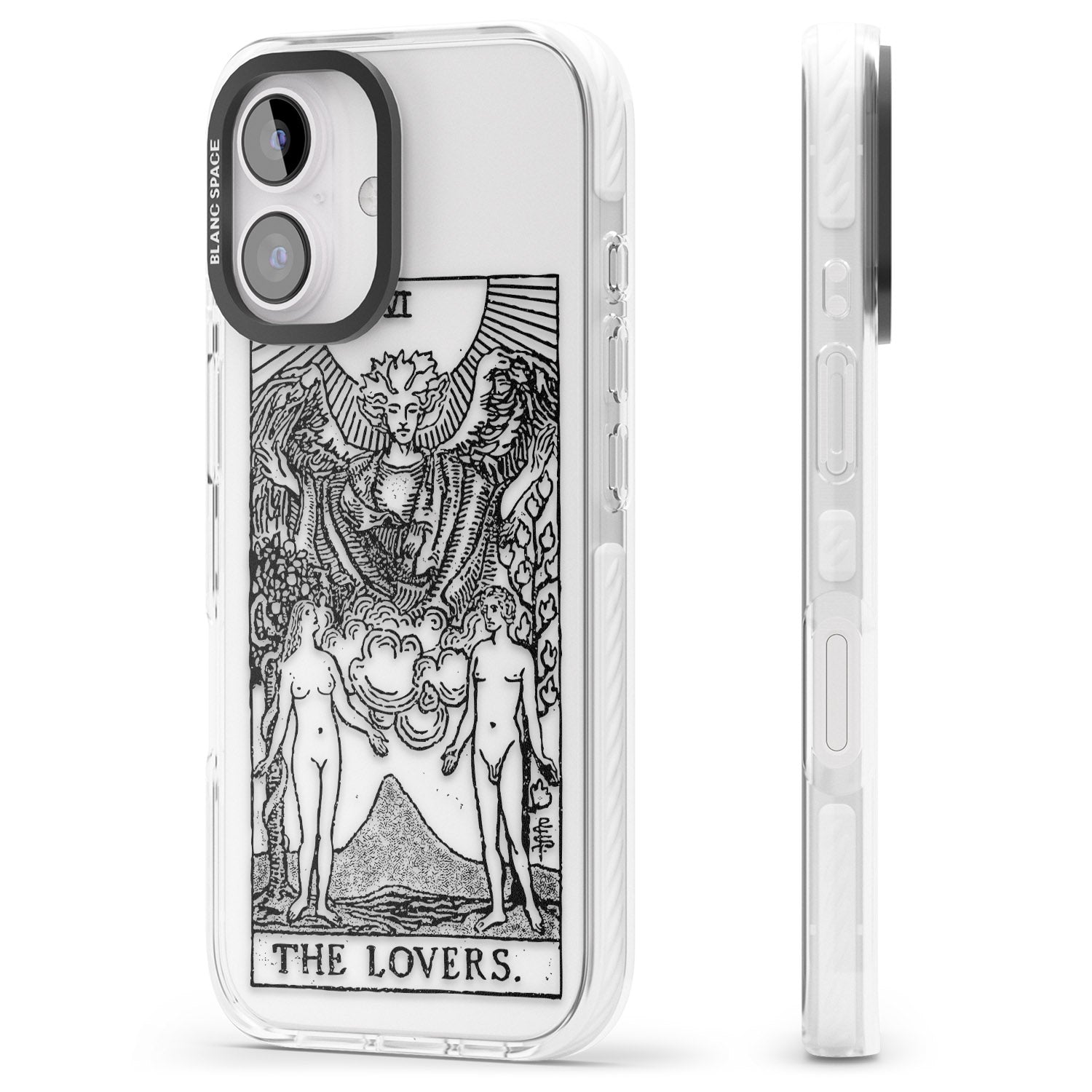 iPhone 16 Pro Max Personalised The Lovers Tarot Card - Transparent Black Impact Phone Case