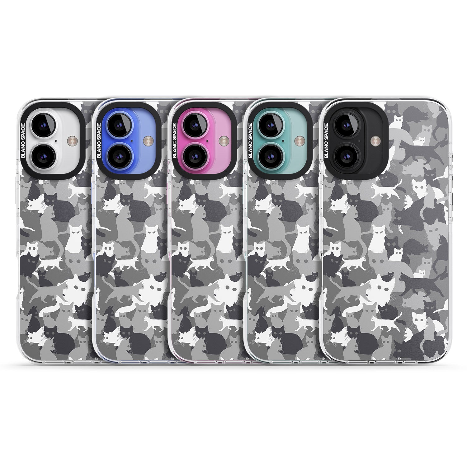 iPhone 16 Pro Max Dark Grey Cat Camouflage Pattern Black Impact Phone Case