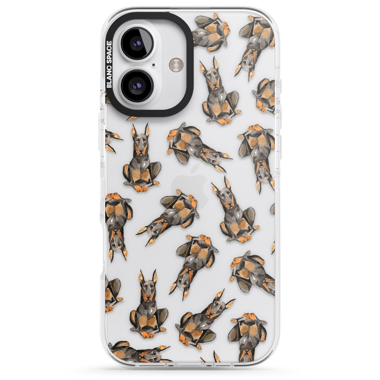 iPhone 16 Pro Max Doberman Watercolour Dog Pattern Black Impact Phone Case
