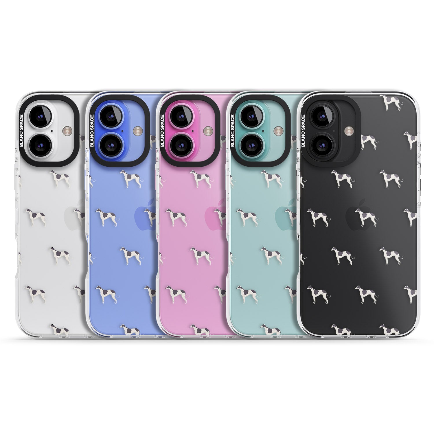 iPhone 16 Pro Max Greyhound Dog Pattern Clear Black Impact Phone Case