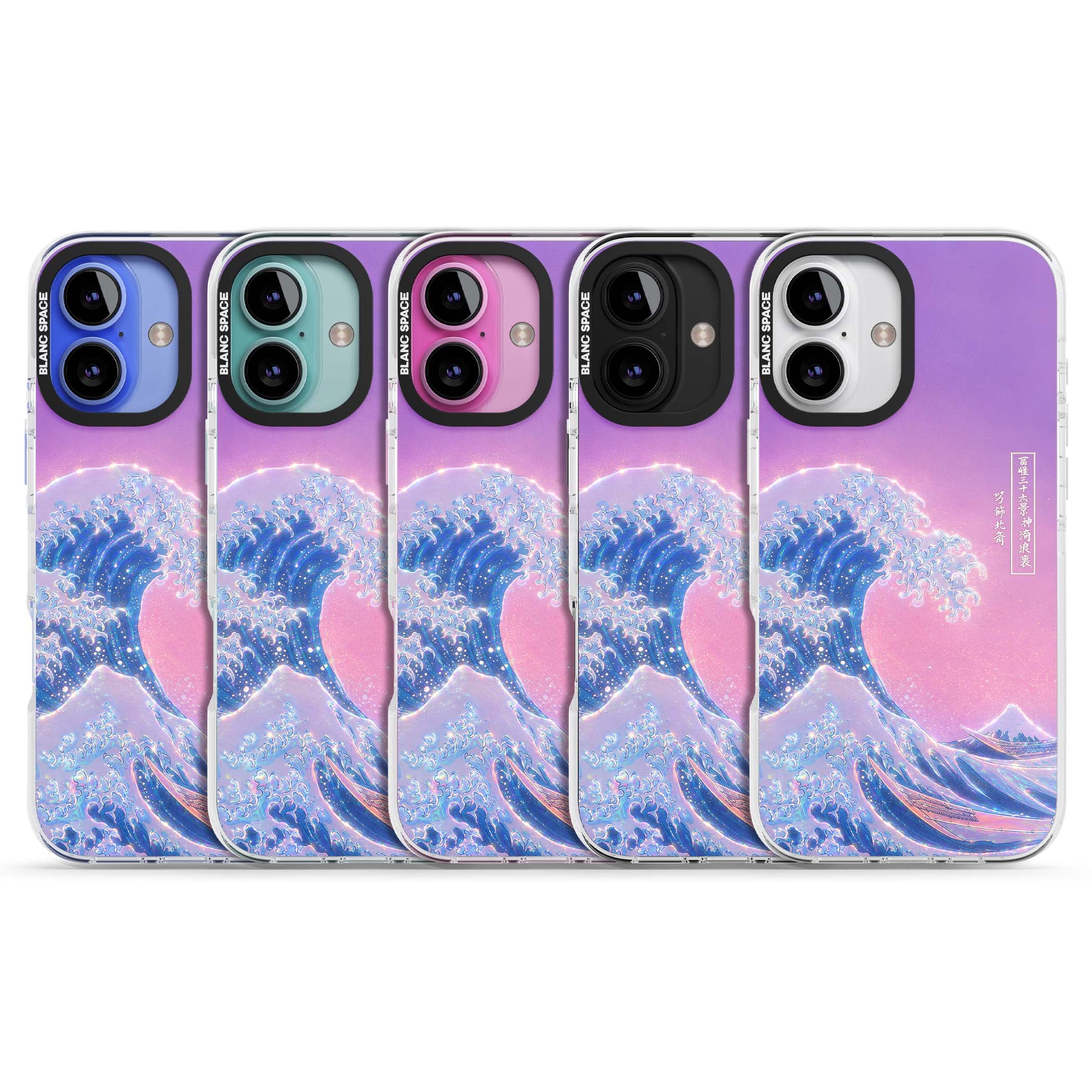 The Great Opal Wave Japanese iPhone case featuring Hokusai's great wave in iridescent pastels with lilac sky and Mou | Clear Impact case for iPhone 16, iPhone 16 Plus