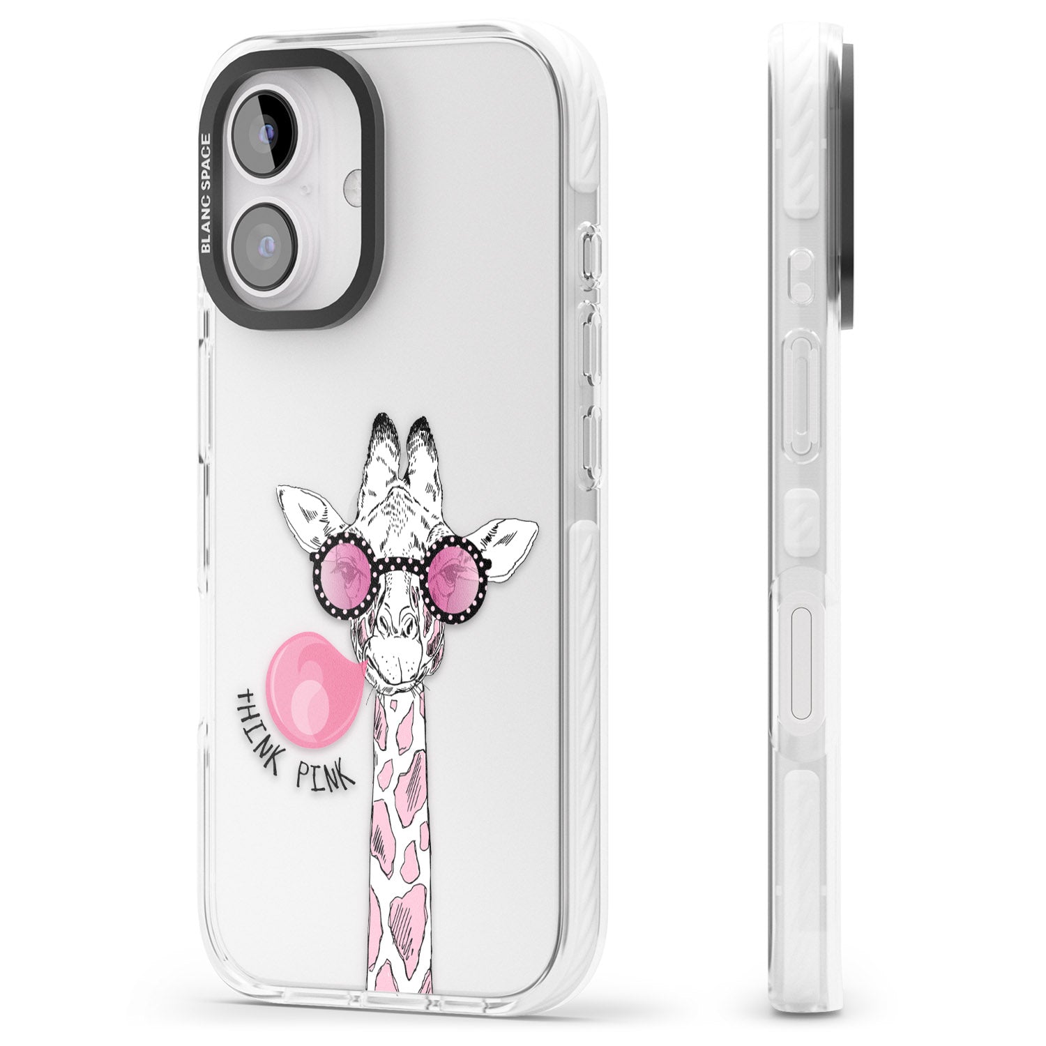 iPhone 16 Pro Max Think Pink Giraffe Black Impact Phone Case