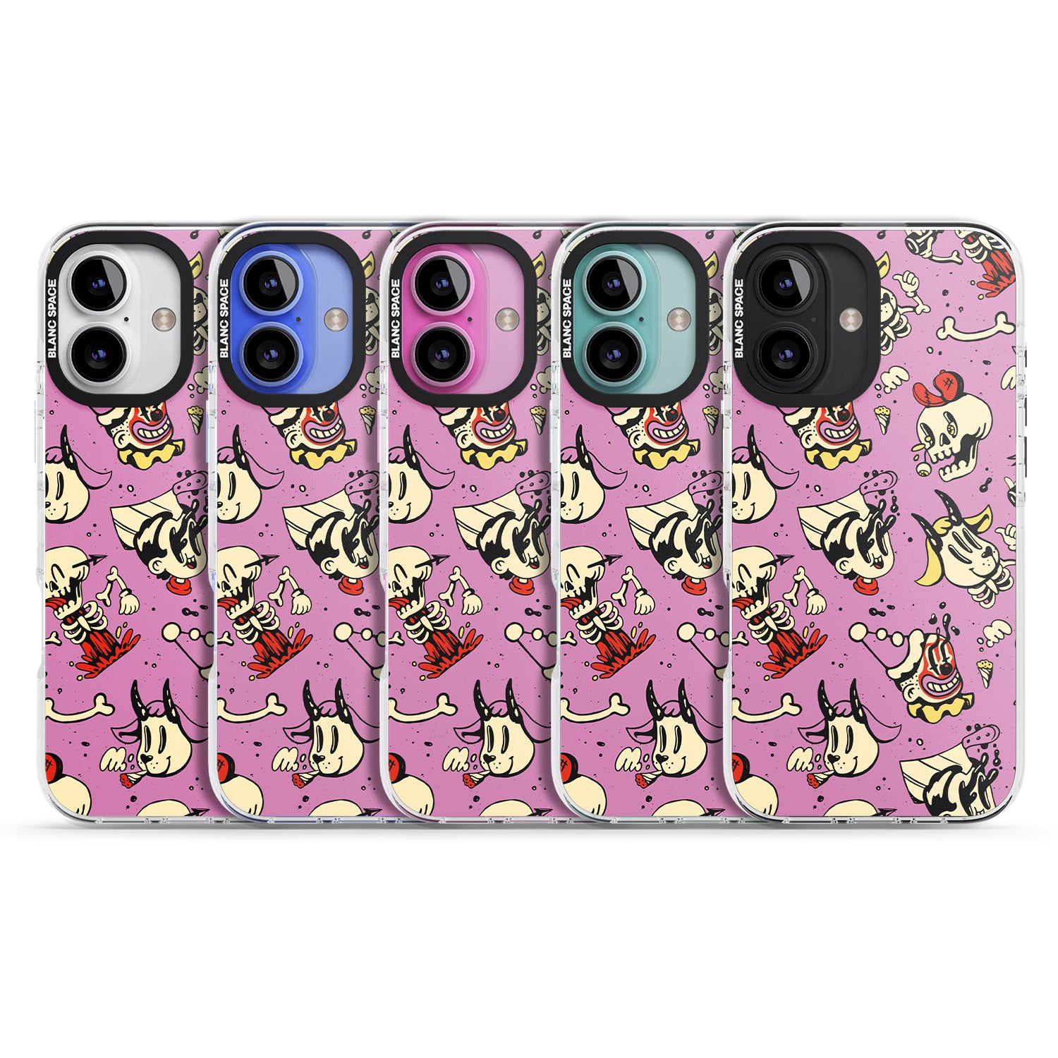 iPhone 16 Pro Max Purple Retro Halloween Pattern Black Impact Phone Case