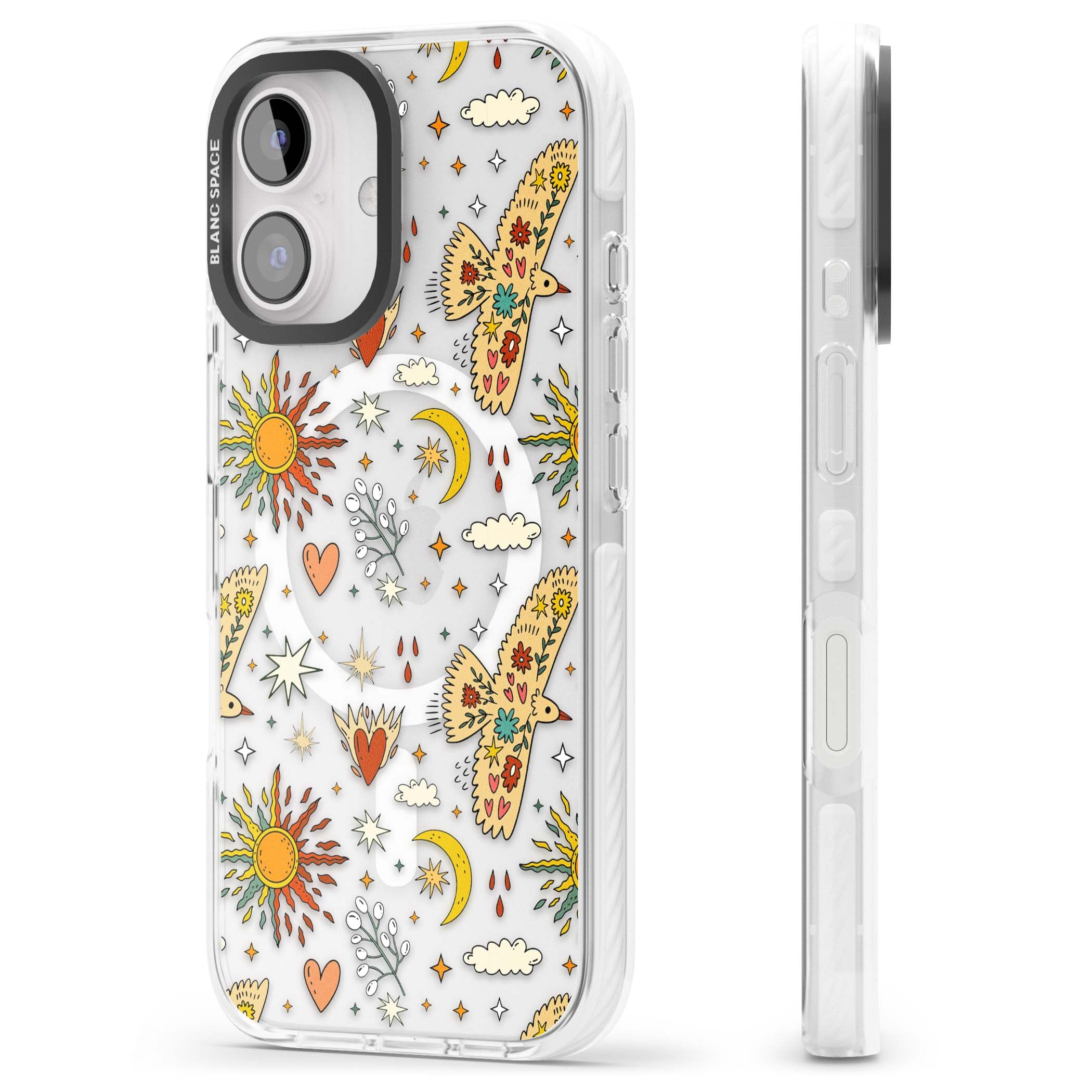 Elevate Your Phone'S Style With This Boho Celestial Sun & Eye Phone Case, Featuring A Mystical Blend Of Suns, All-Seeing Eyes, Butterflies, Stars, And