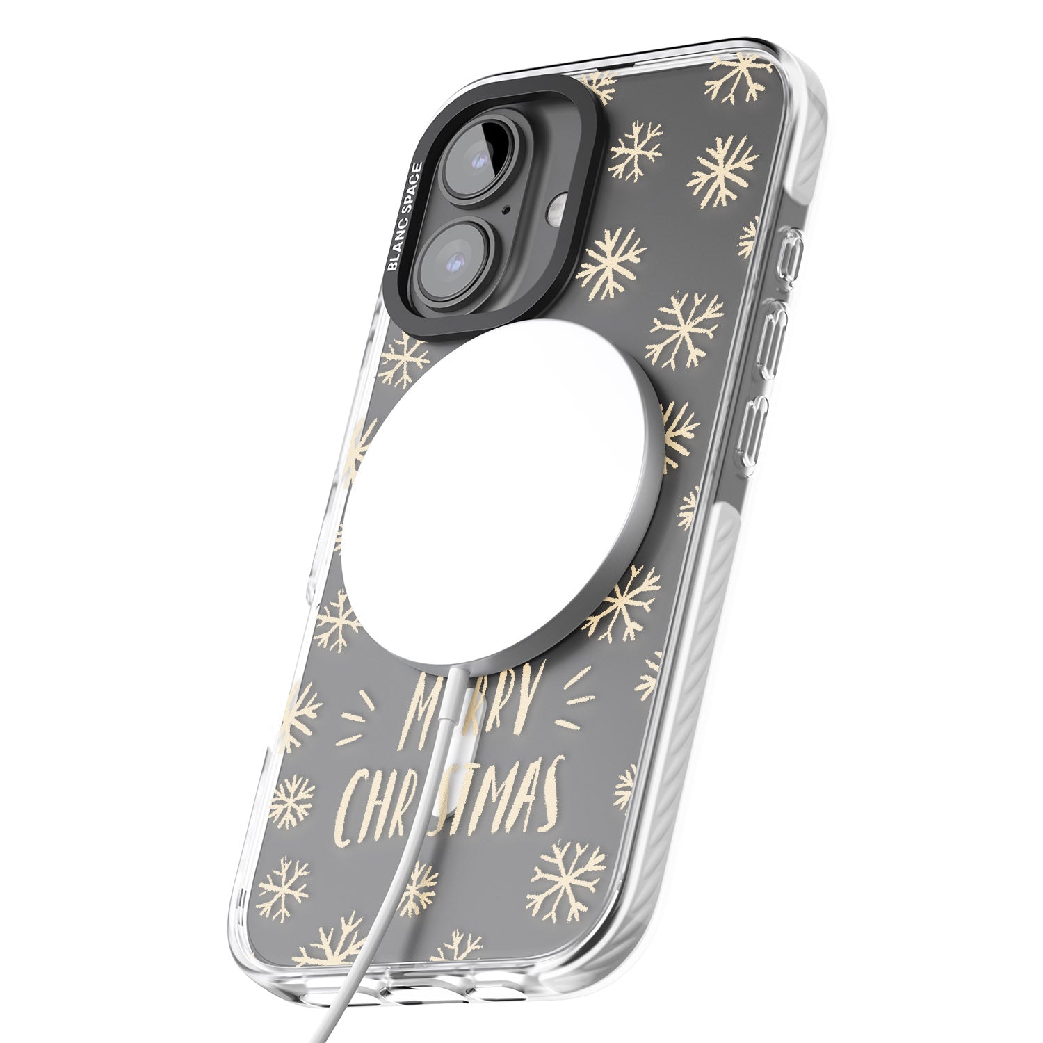 iPhone 16 Pro Max Christmas Snowflake Pattern Black Impact Phone Case