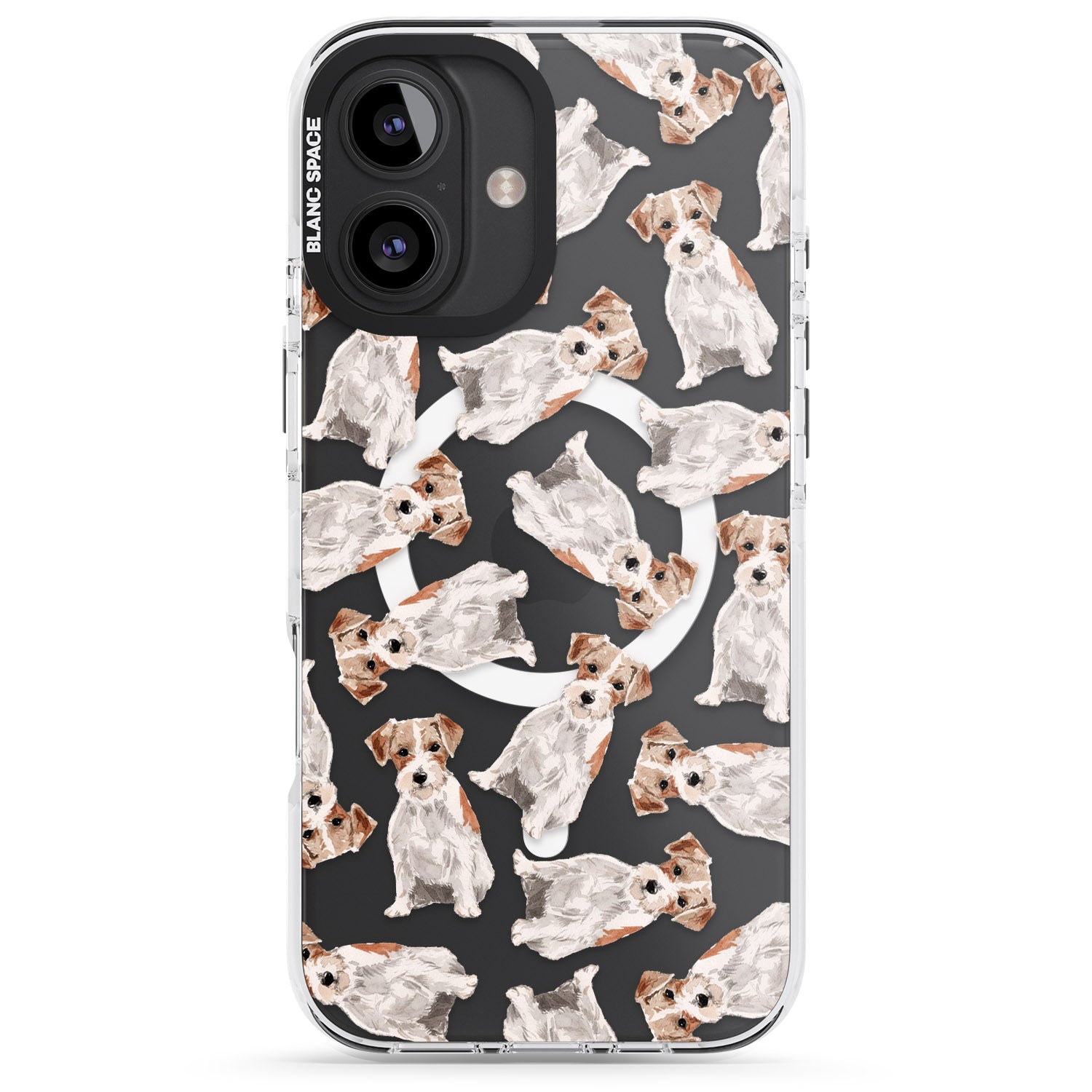 iPhone 16 Pro Max Wirehaired Jack Russell Watercolour Dog Pattern Black Impact Phone Case