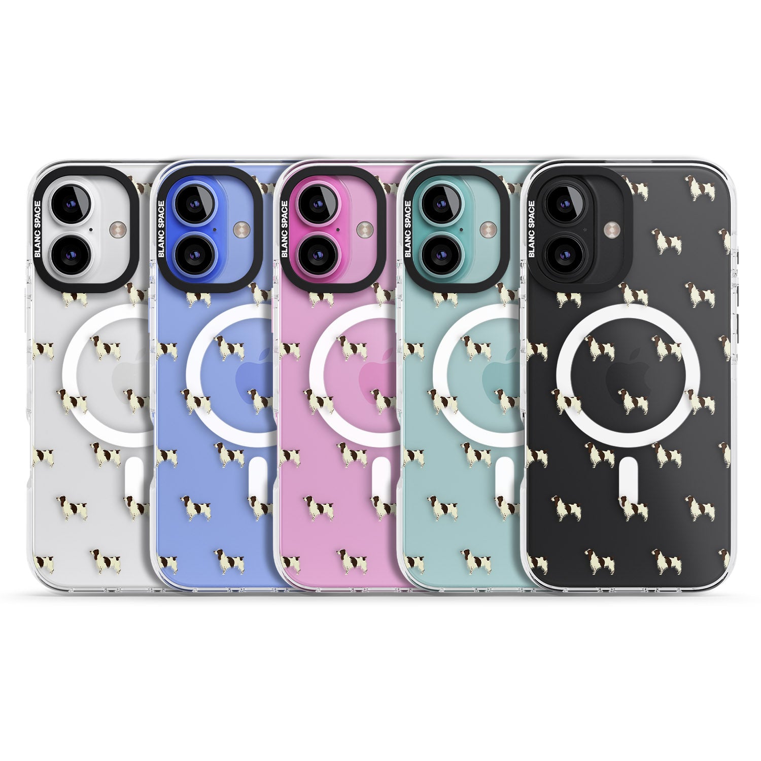 iPhone 16 Pro Max English Springer Spaniel Dog Pattern Clear Black Impact Phone Case