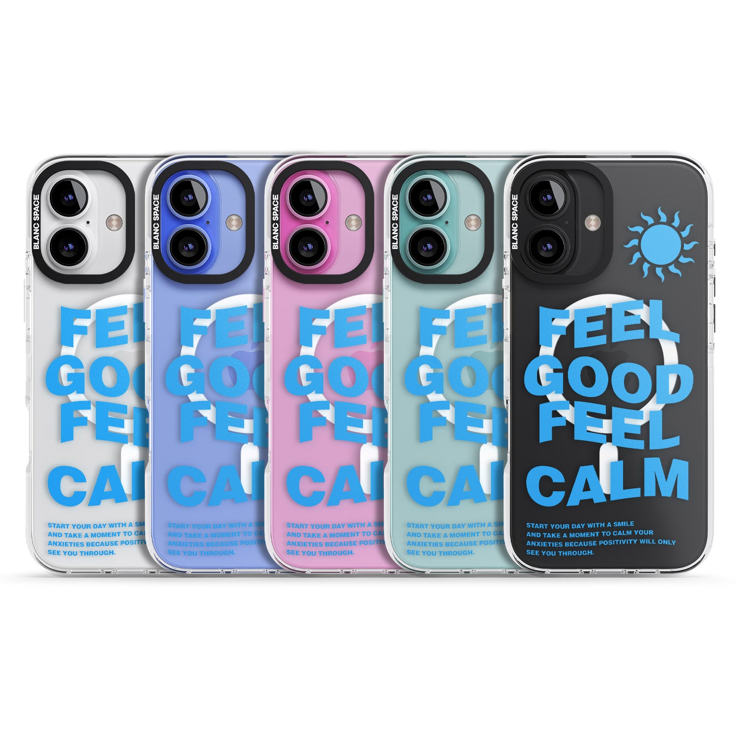 iPhone 16 Pro Max Feel Good Feel Calm (Blue) Black Impact Phone Case