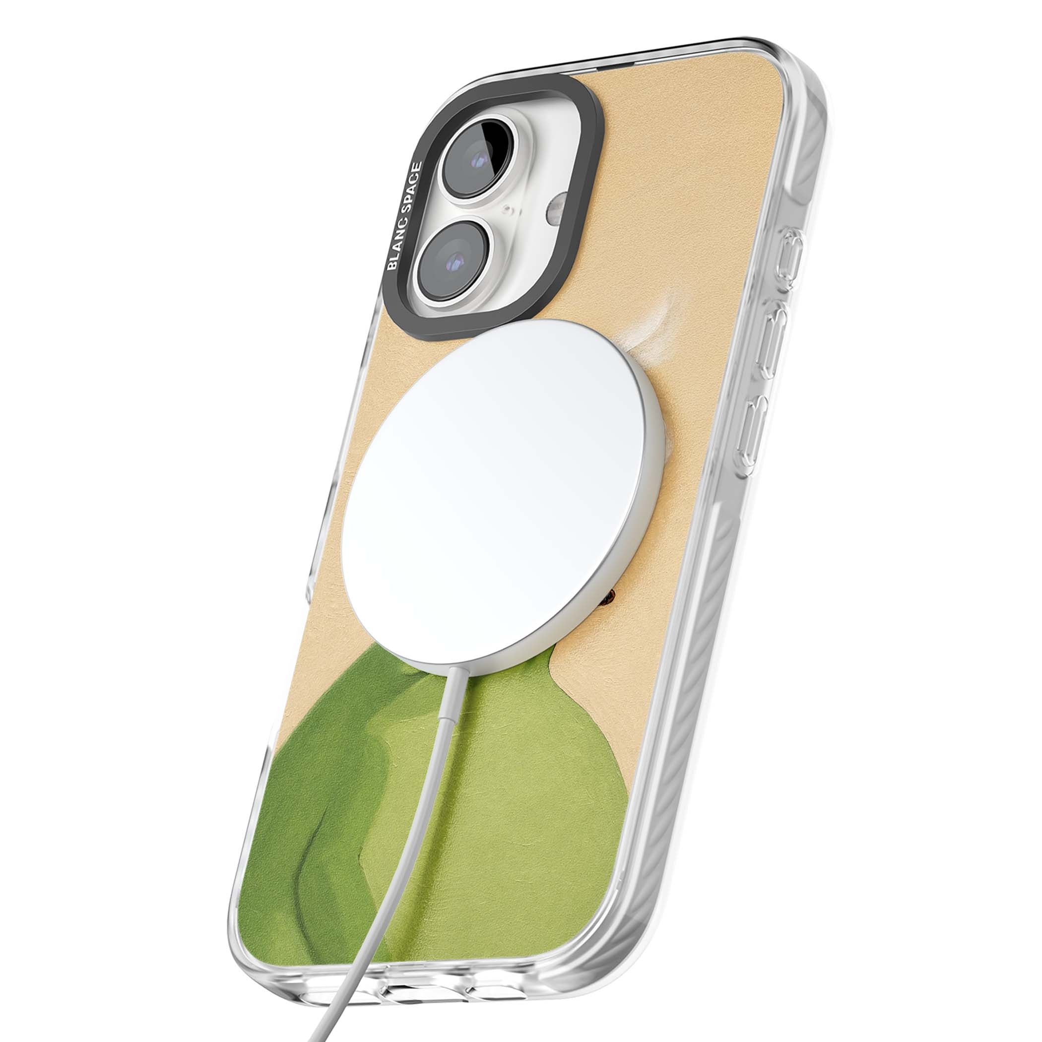 The Smoking Frog cottagecore iPhone case featuring a hand-painted green frog smoking a cigarette on a cream oil painting back | Impact Magsafe case for iPhone 16, iPhone 16 Plus