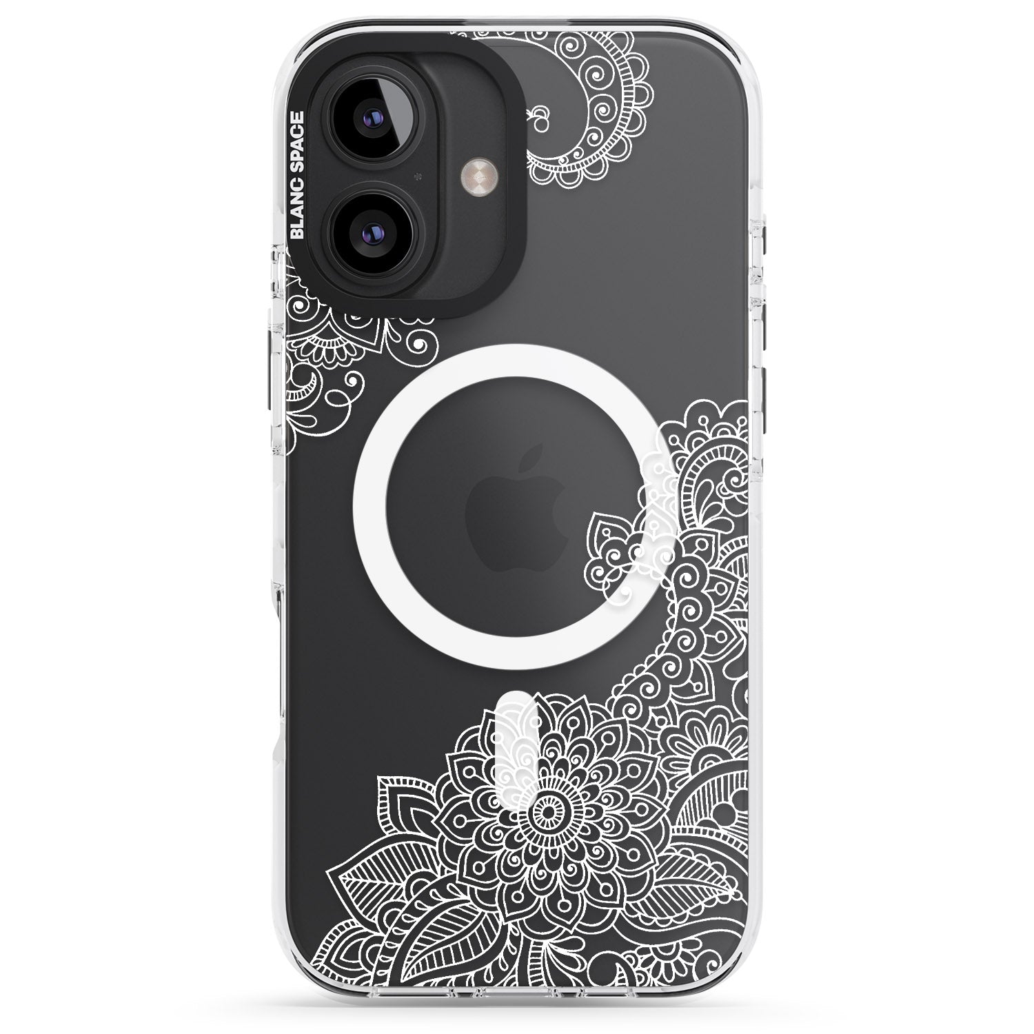 iPhone 16 Pro Max White Henna Botanicals Black Impact Phone Case