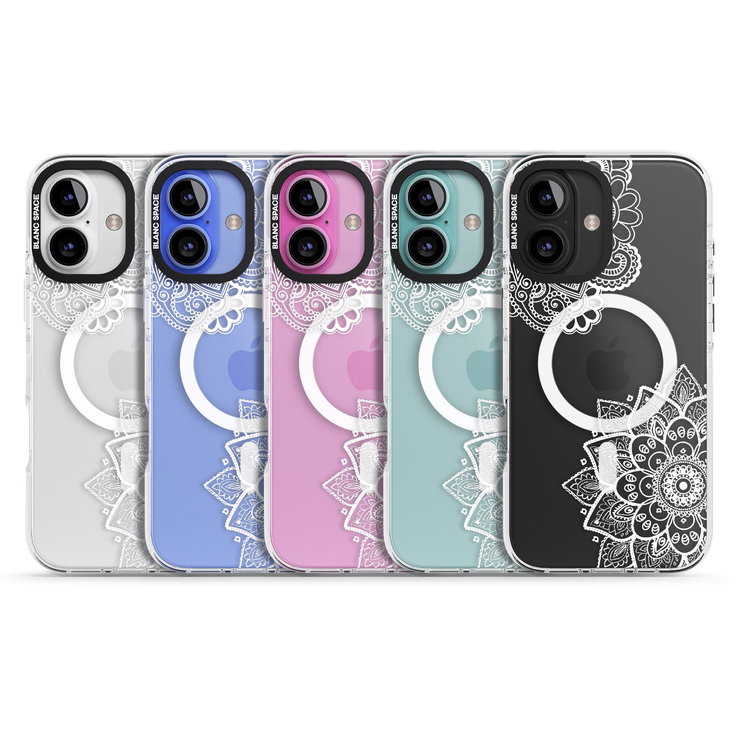 iPhone 16 Pro Max White Henna Florals Black Impact Phone Case