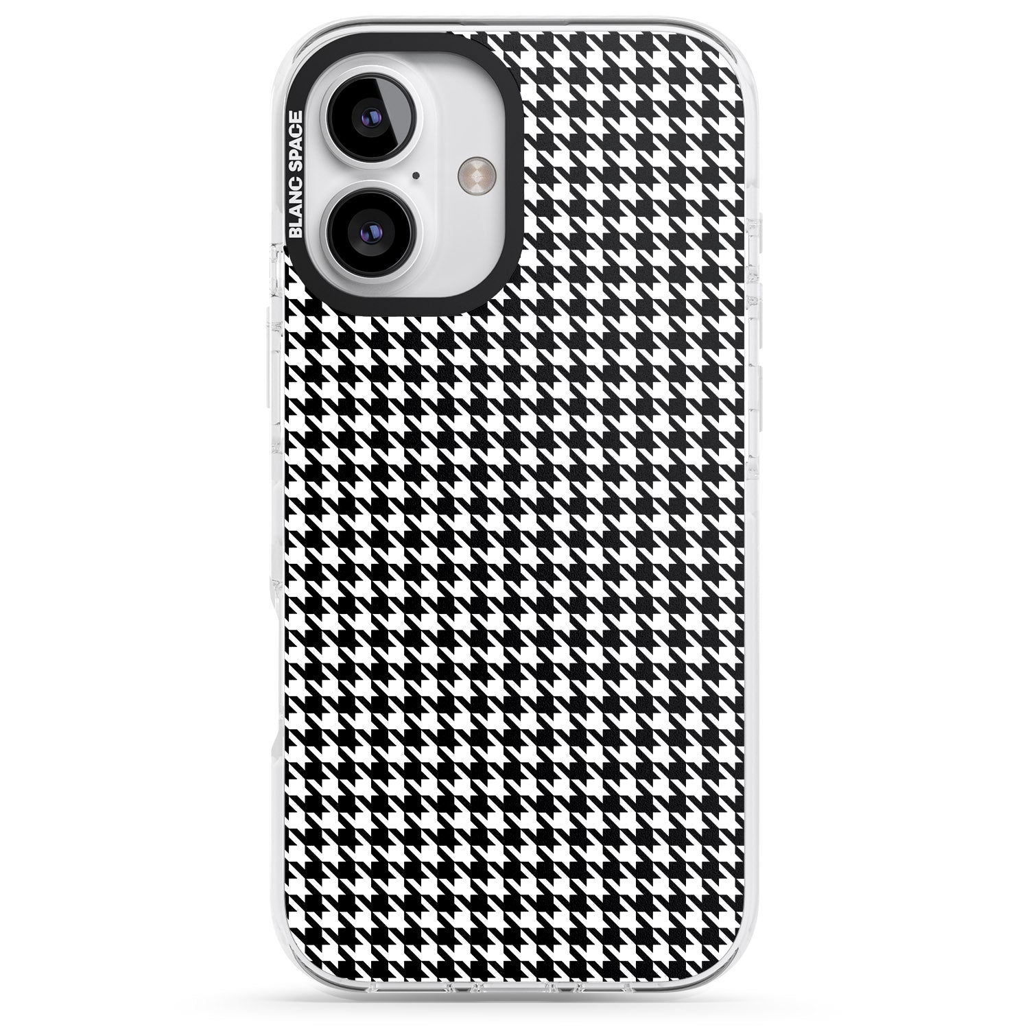 iPhone 16 Pro Max Black Houndstooth Pattern Black Impact Phone Case