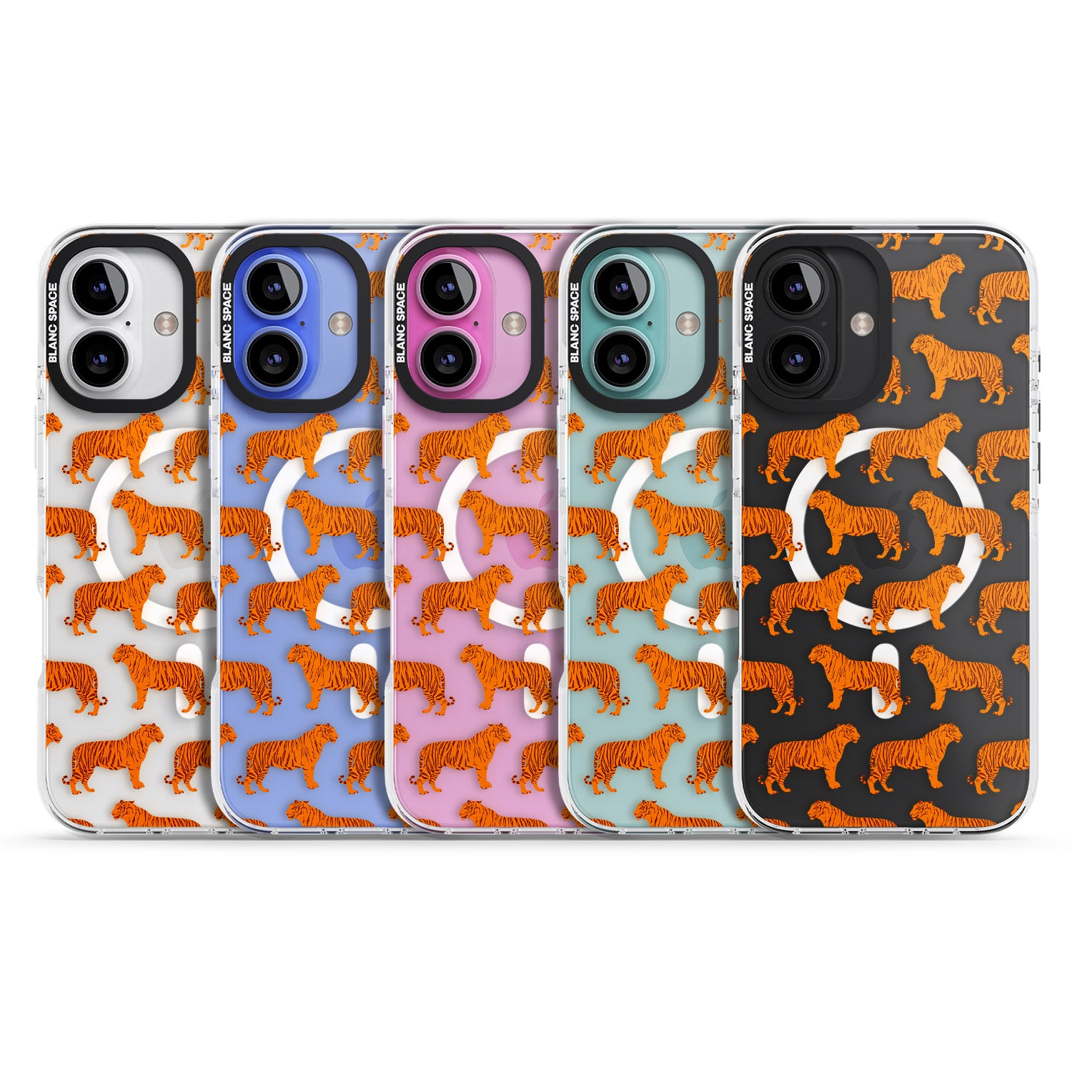 iPhone 16 Pro Max Tigers on Clear Pattern Black Impact Phone Case