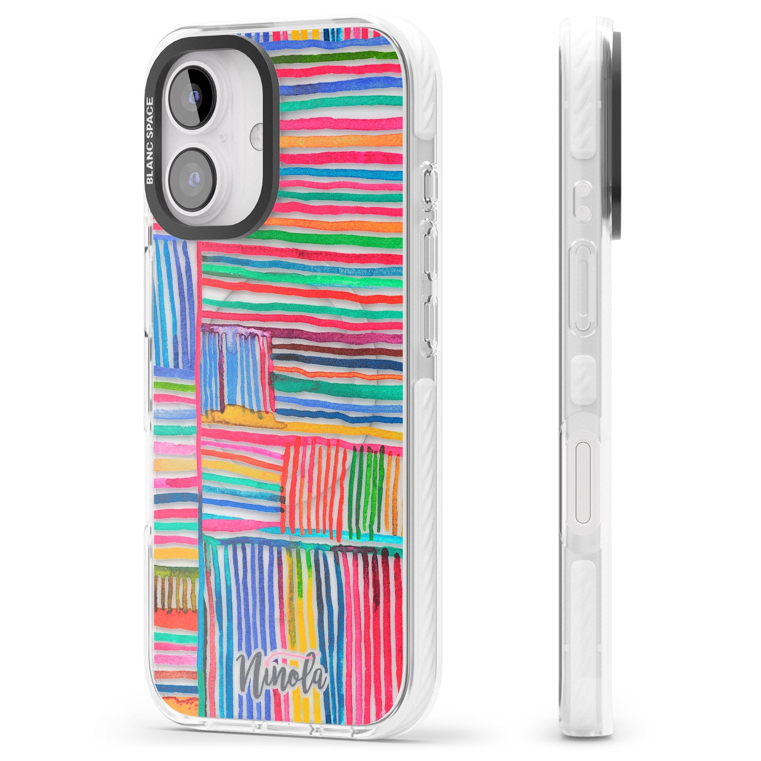 iPhone 16 Pro Max Watercolor Relaxing Lines Black Impact Phone Case