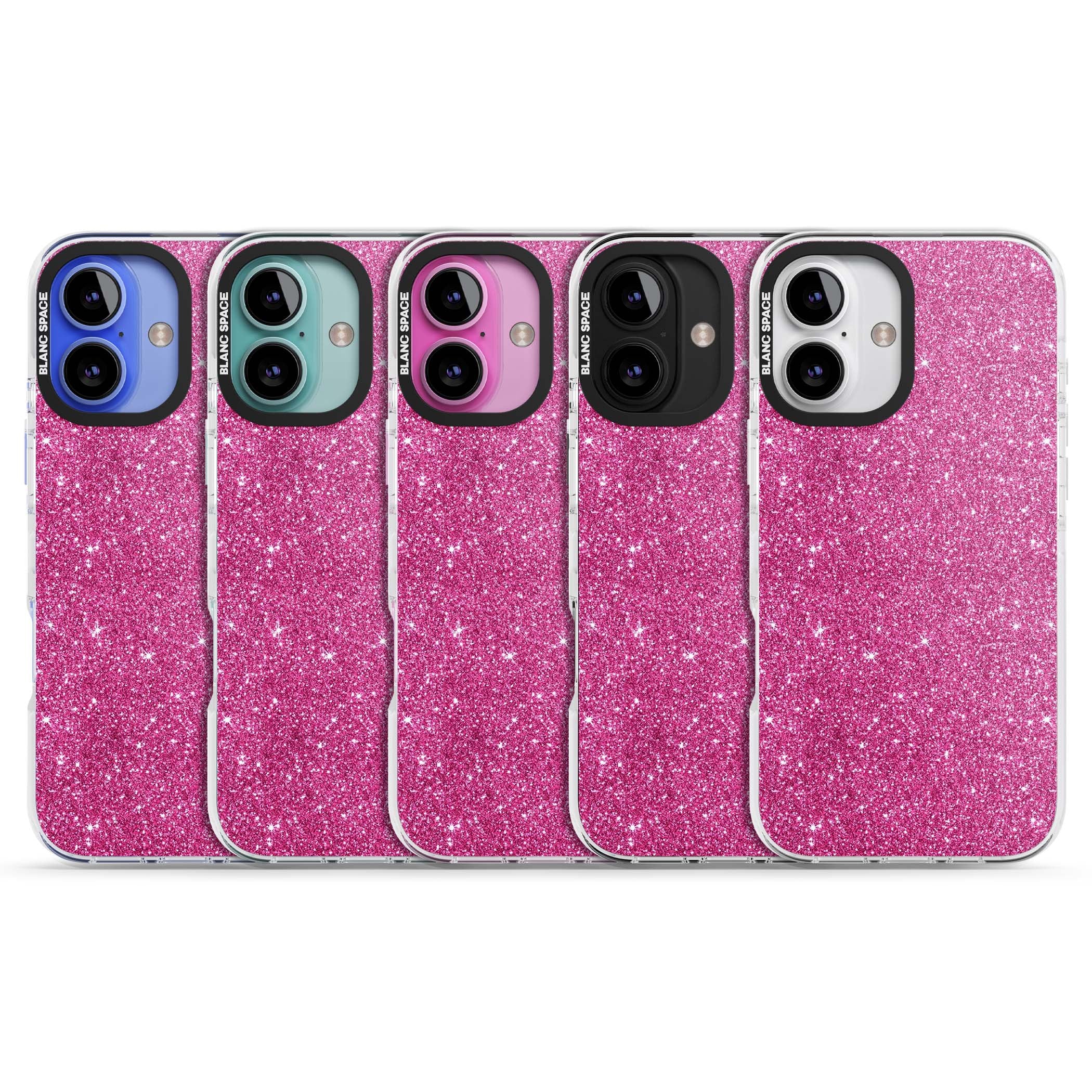 Pink Glitter Y2K iPhone case featuring hot pink glitter wallpaper with sparkle shimmer effect | Impact Magsafe case for iPhone 16, iPhone 16 Plus