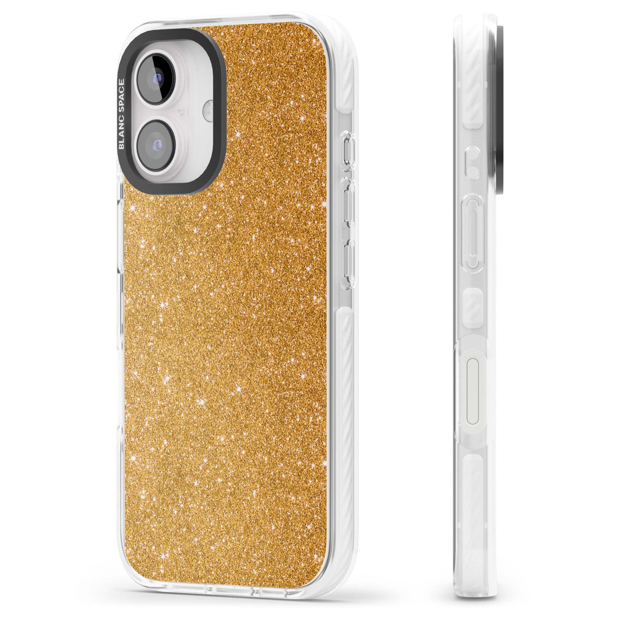 Gold Glitter gold glitter iPhone case featuring a shimmering sparkle wallpaper design in luxury gold | Impact Magsafe case for iPhone 16, iPhone 16 Plus