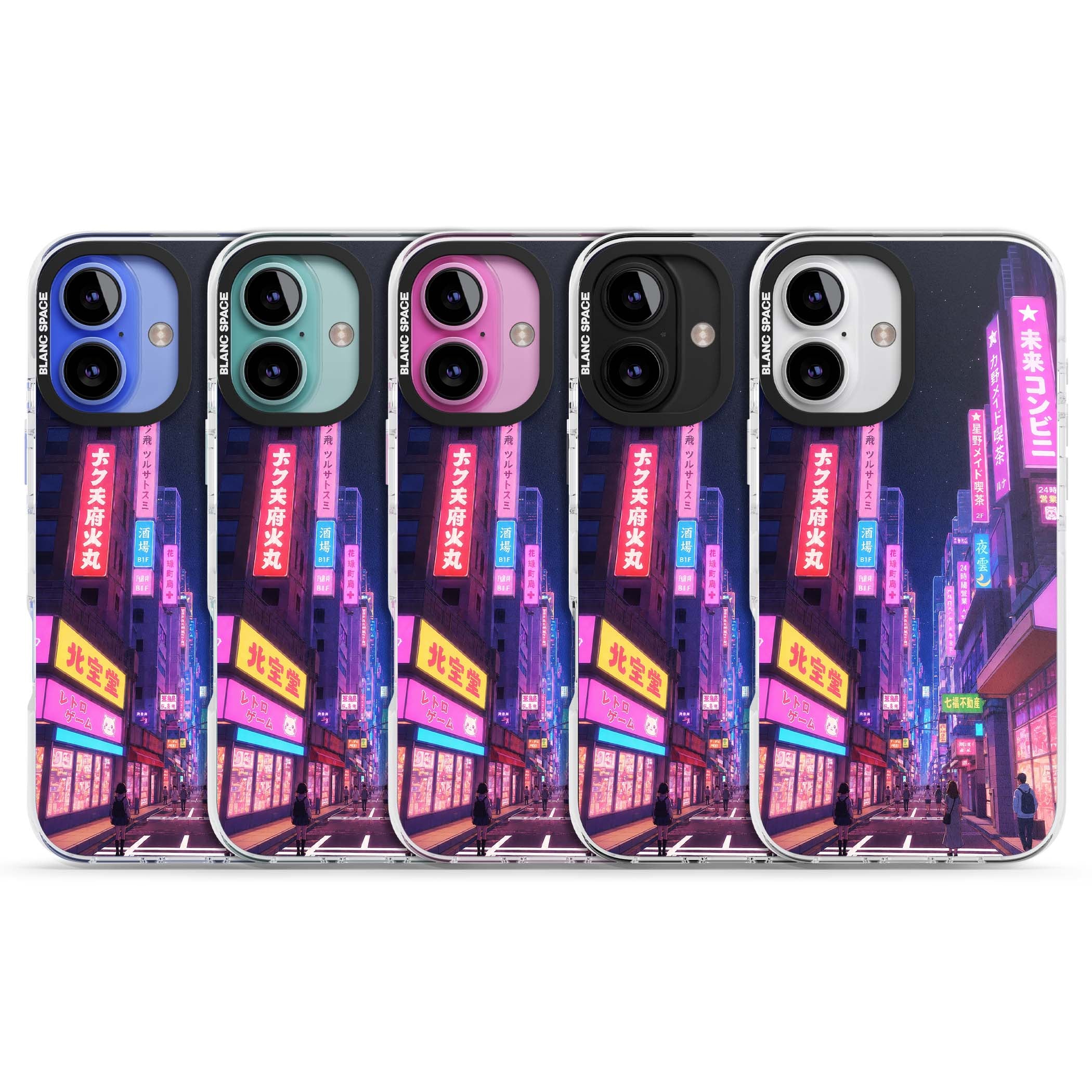 Shibuya At Night Japanese neon city iPhone case featuring glowing kanji signs, pink storefronts and a Tokyo street at n | Impact Magsafe case for iPhone 16, iPhone 16 Plus