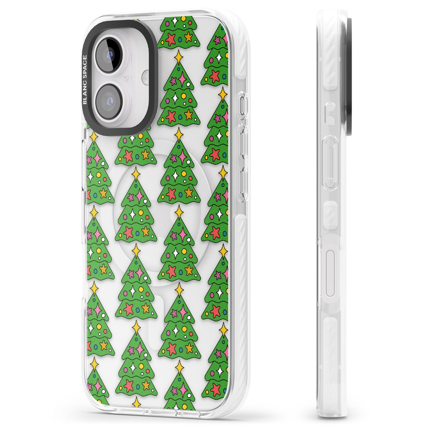 iPhone 16 Pro Max Christmas Tree Pattern (Clear) Black Impact Phone Case