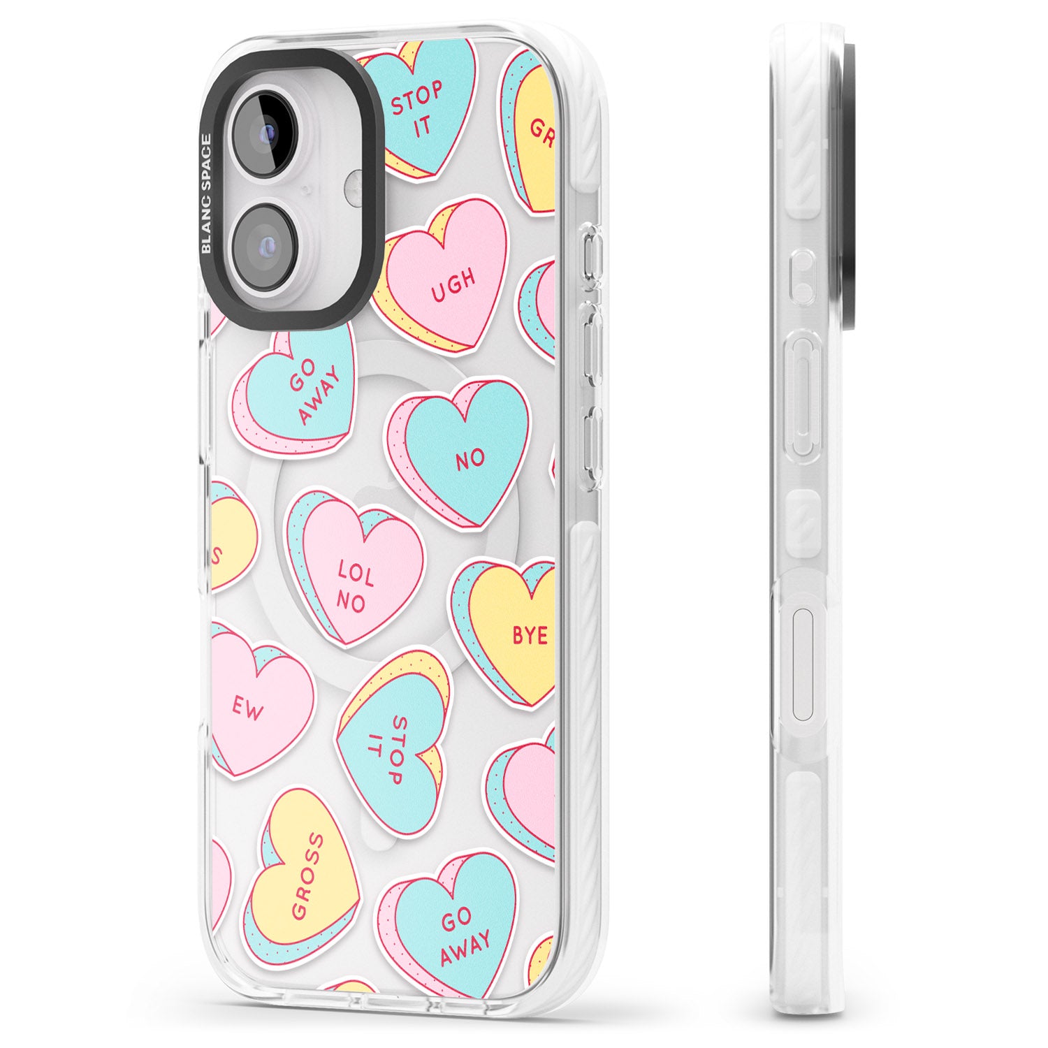 iPhone 16 Pro Max Sarcastic Love Hearts Black Impact Phone Case