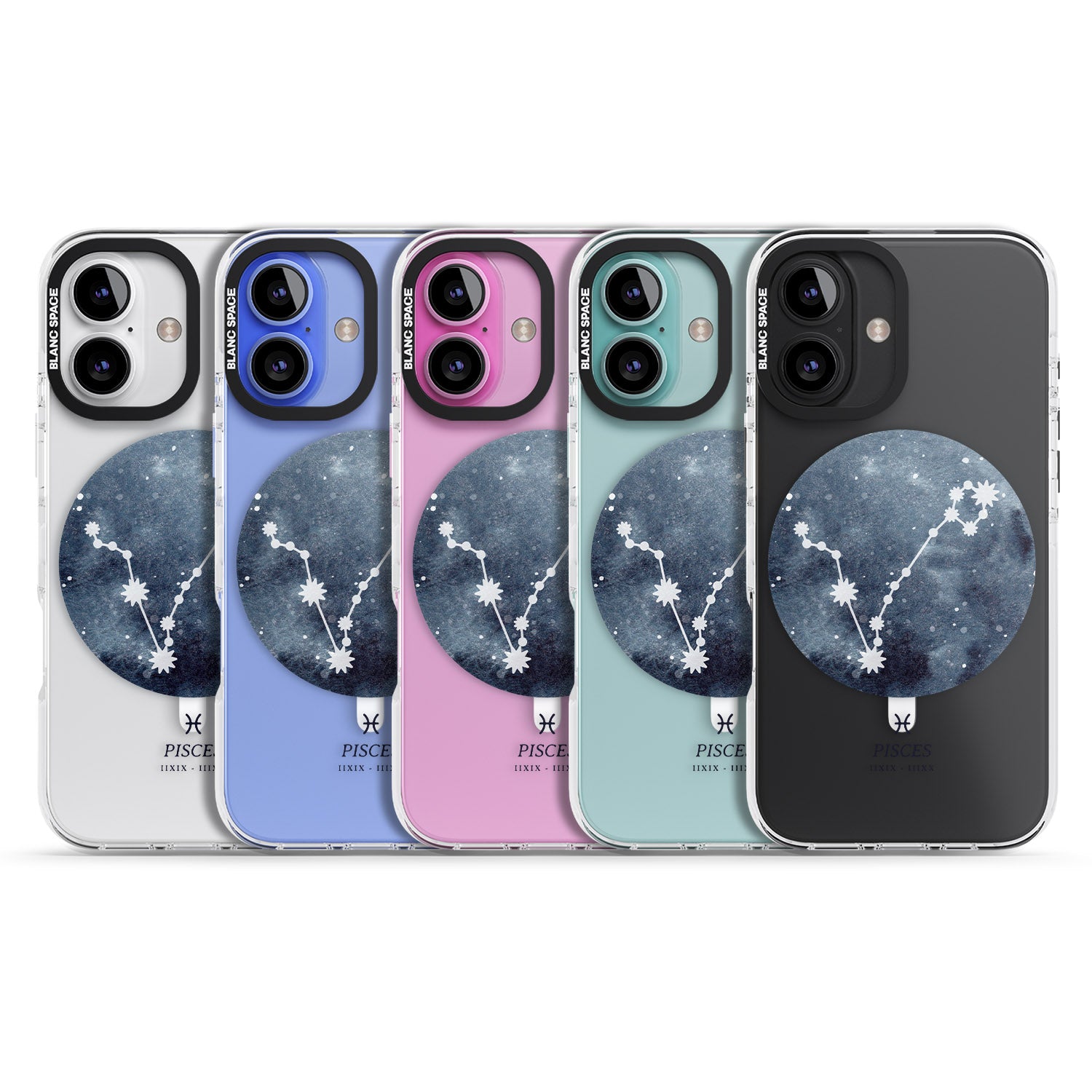 iPhone 16 Pro Max Pisces Zodiac Transparent Design - Blue Black Impact Phone Case