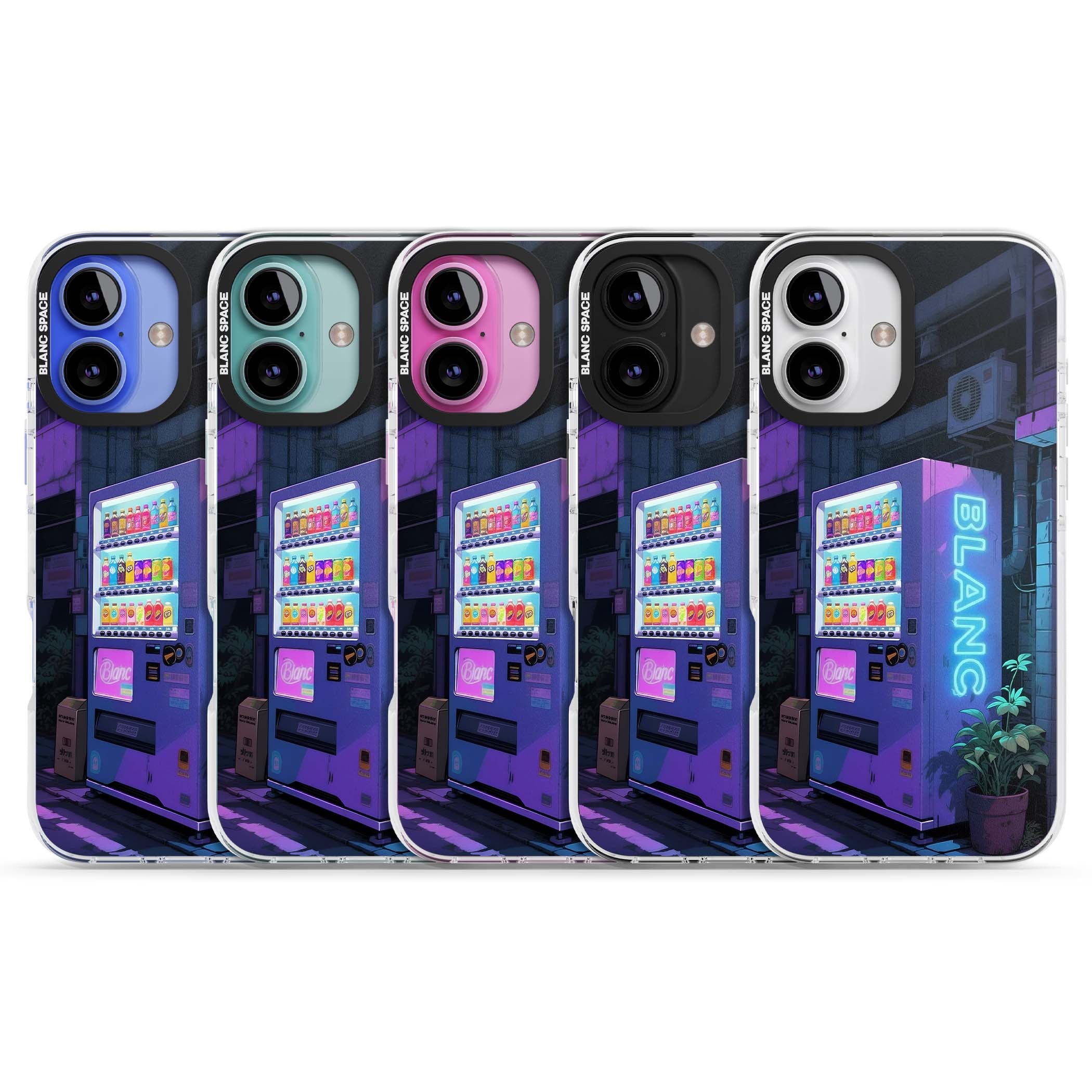 Shibuya Glow Japanese iPhone case featuring a glowing Tokyo vending machine, neon signage, and moody purple alleyway | Clear Impact case for iPhone 16, iPhone 16 Plus