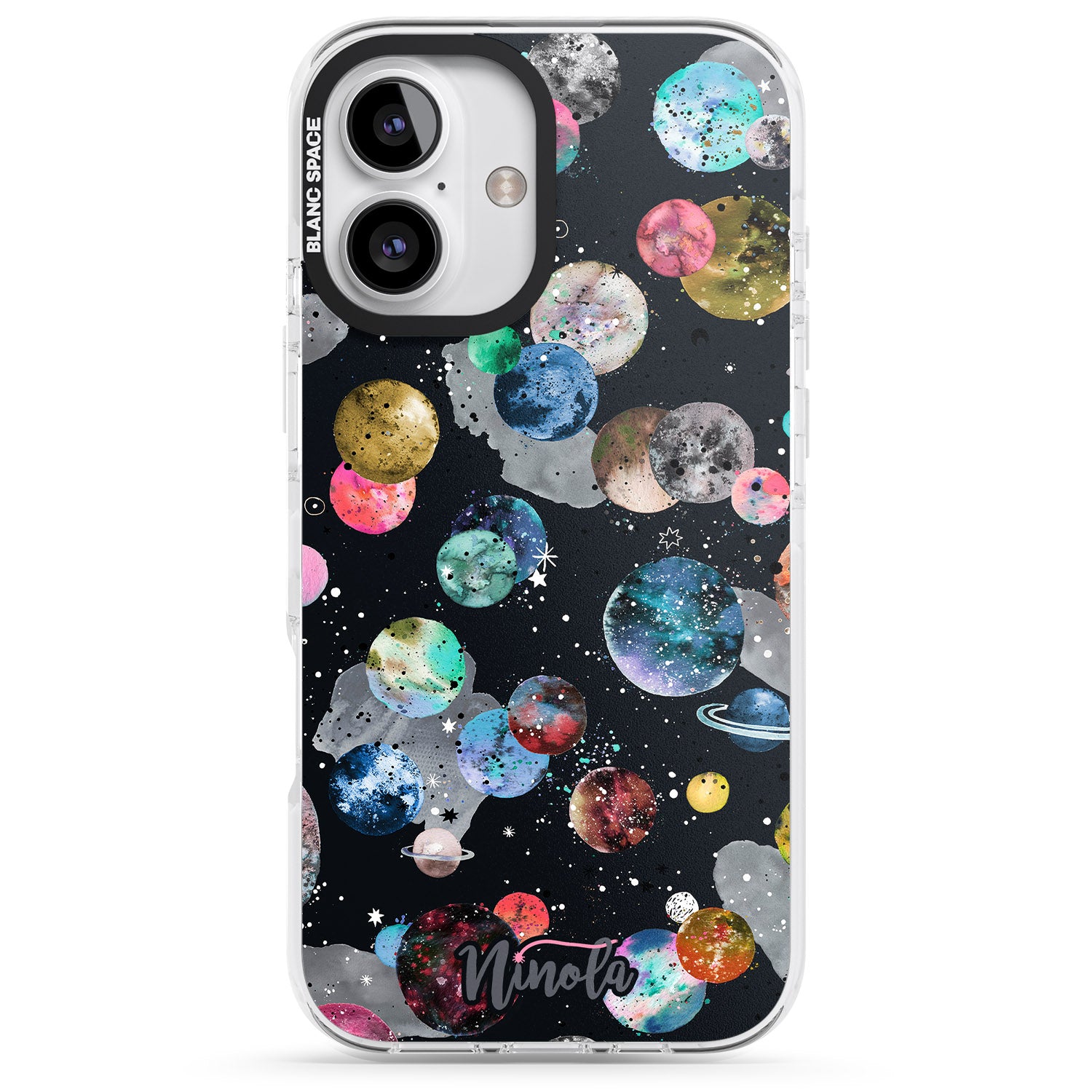 iPhone 16 Pro Max Space Planets Black Impact Phone Case