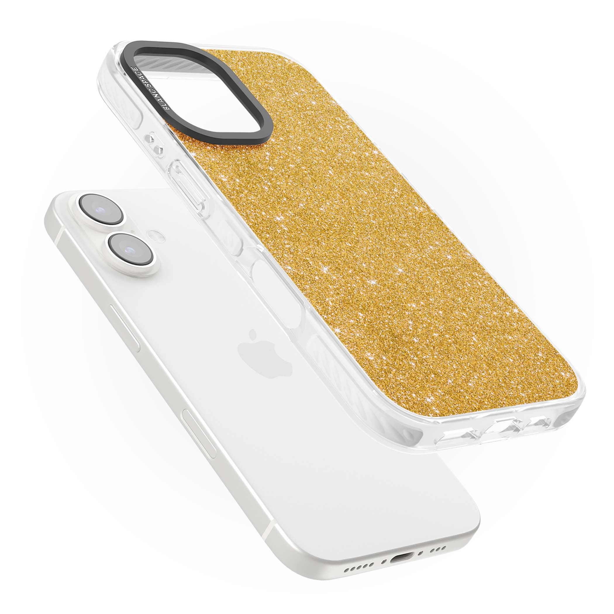 Gold Glitter gold glitter iPhone case featuring a shimmering sparkle wallpaper design in luxury gold | Clear Impact case for iPhone 16, iPhone 16 Plus