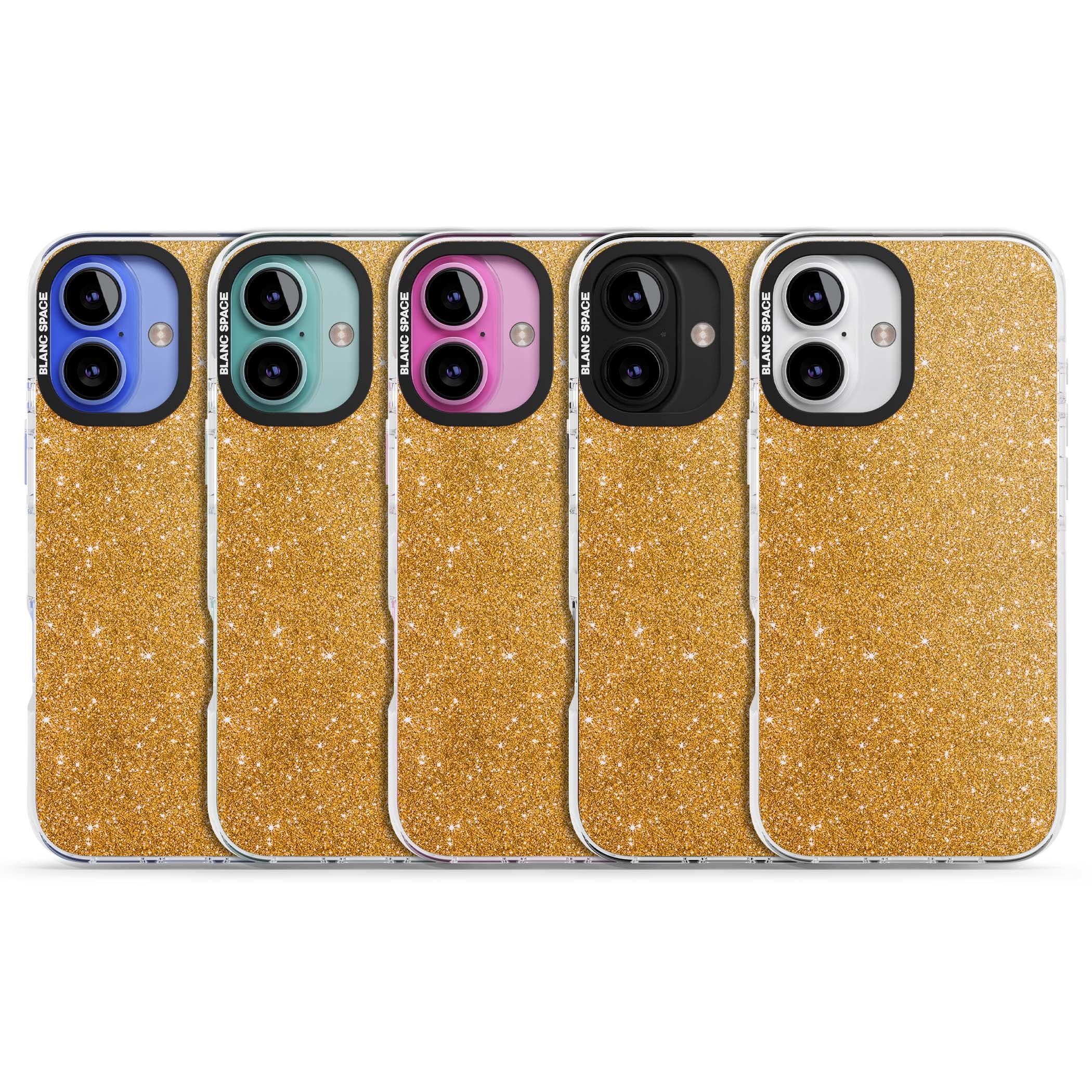 Gold Glitter gold glitter iPhone case featuring a shimmering sparkle wallpaper design in luxury gold | Clear Impact case for iPhone 16, iPhone 16 Plus