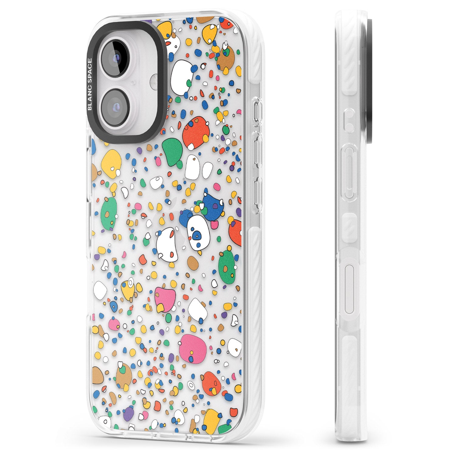 iPhone 16 Pro Max Colourful Confetti Pebbles Black Impact Phone Case