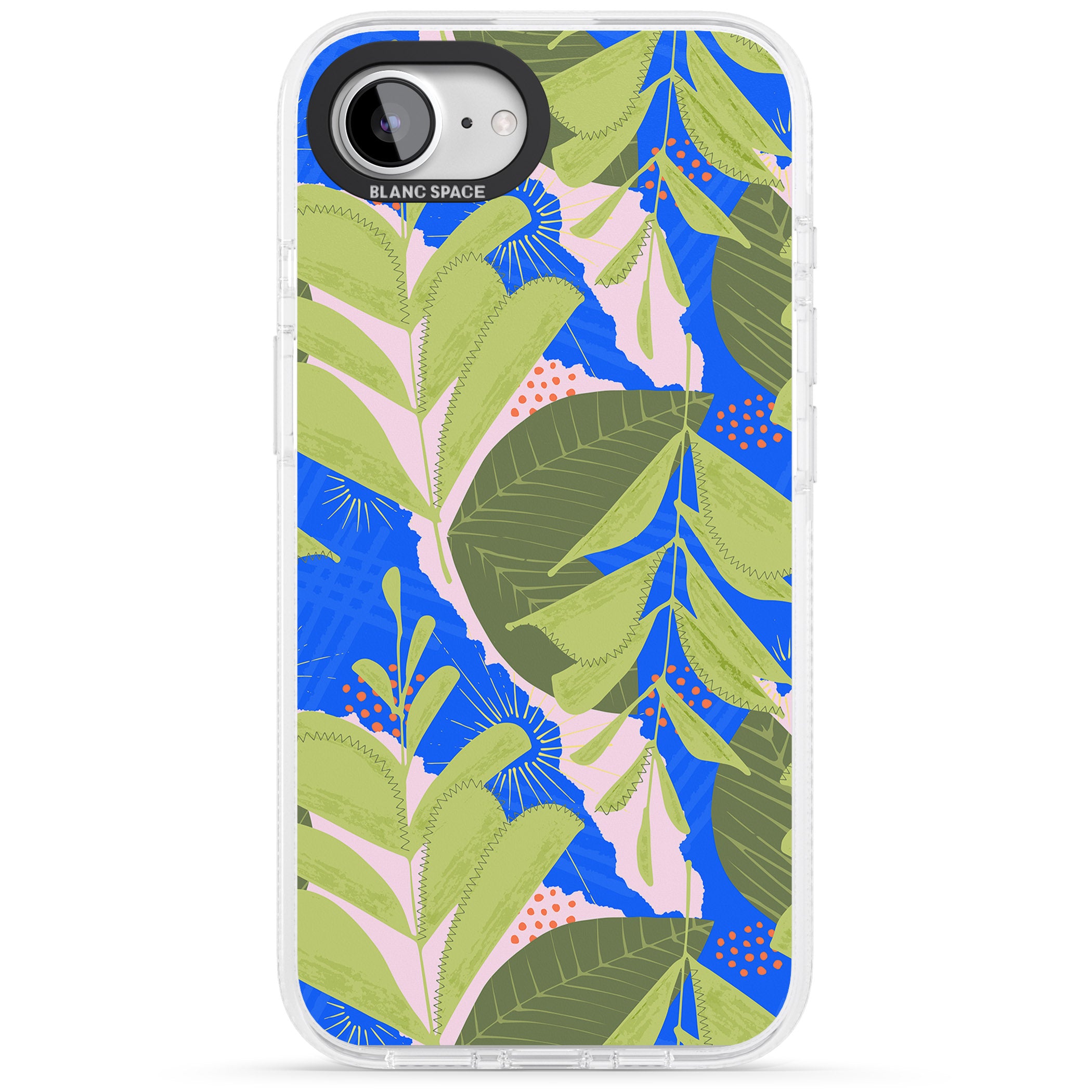 Fern Leaves Abstract Pattern iPhone 16e Clear Case Impact Air - Blanc Space