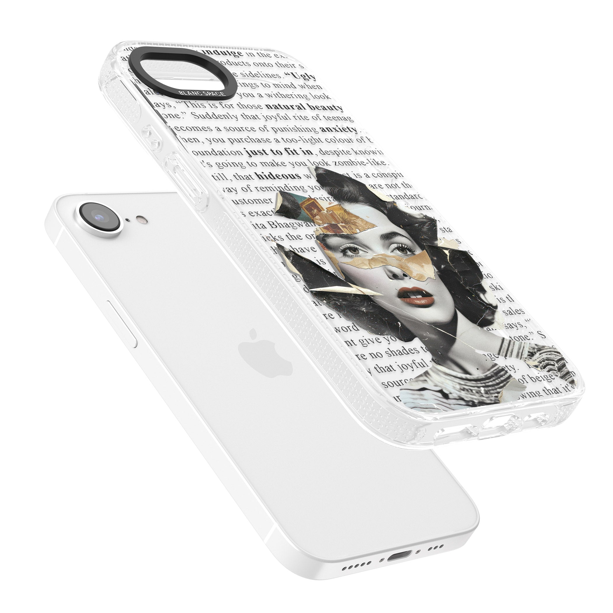 Beauty is Within iPhone 16e Clear Case Impact Air - Blanc Space