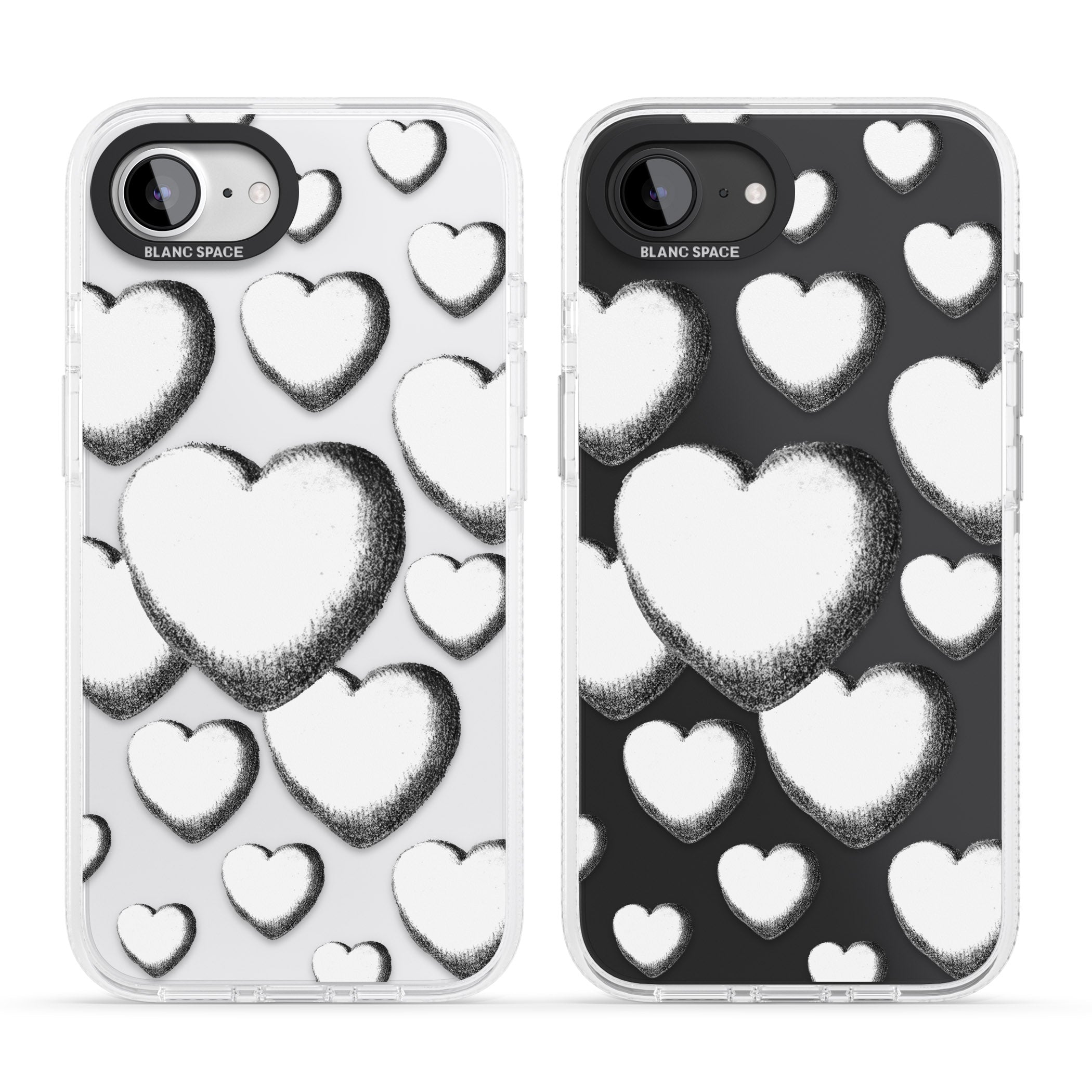 Hand-Drawn Hearts iPhone 16e Clear Case Impact Air - Blanc Space
