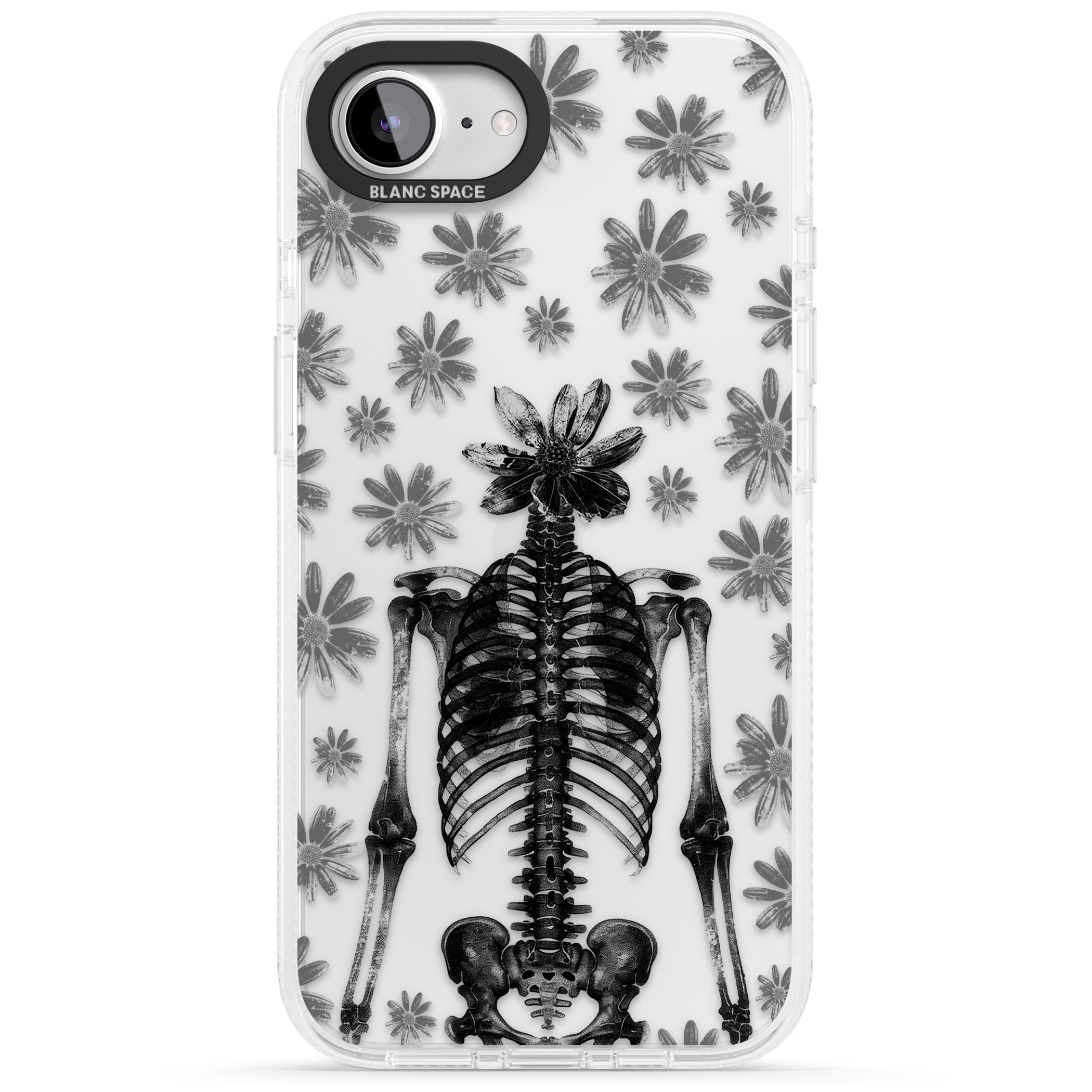 Skeleton Flower iPhone 16e Clear Case Impact Air - Blanc Space
