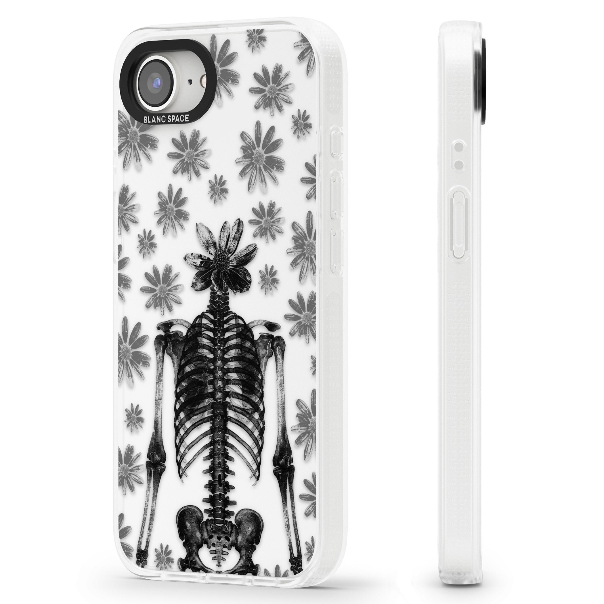 Skeleton Flower iPhone 16e Clear Case Impact Air - Blanc Space