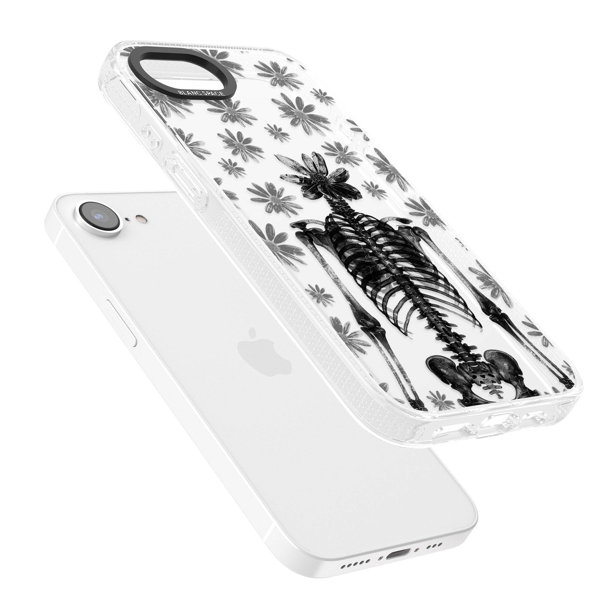 Skeleton Flower iPhone 16e Clear Case Impact Air - Blanc Space