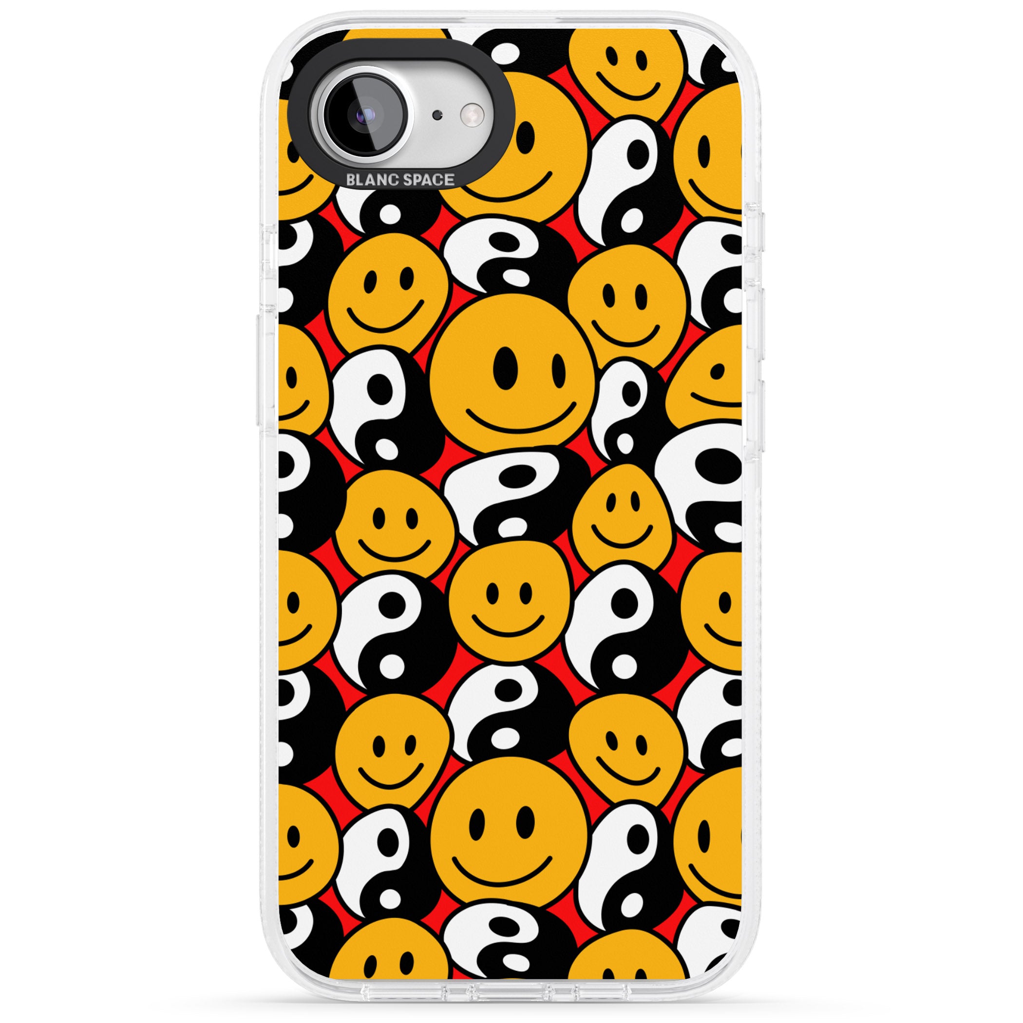 Yin Yang & Faces iPhone 16e Clear Case Impact Air - Blanc Space