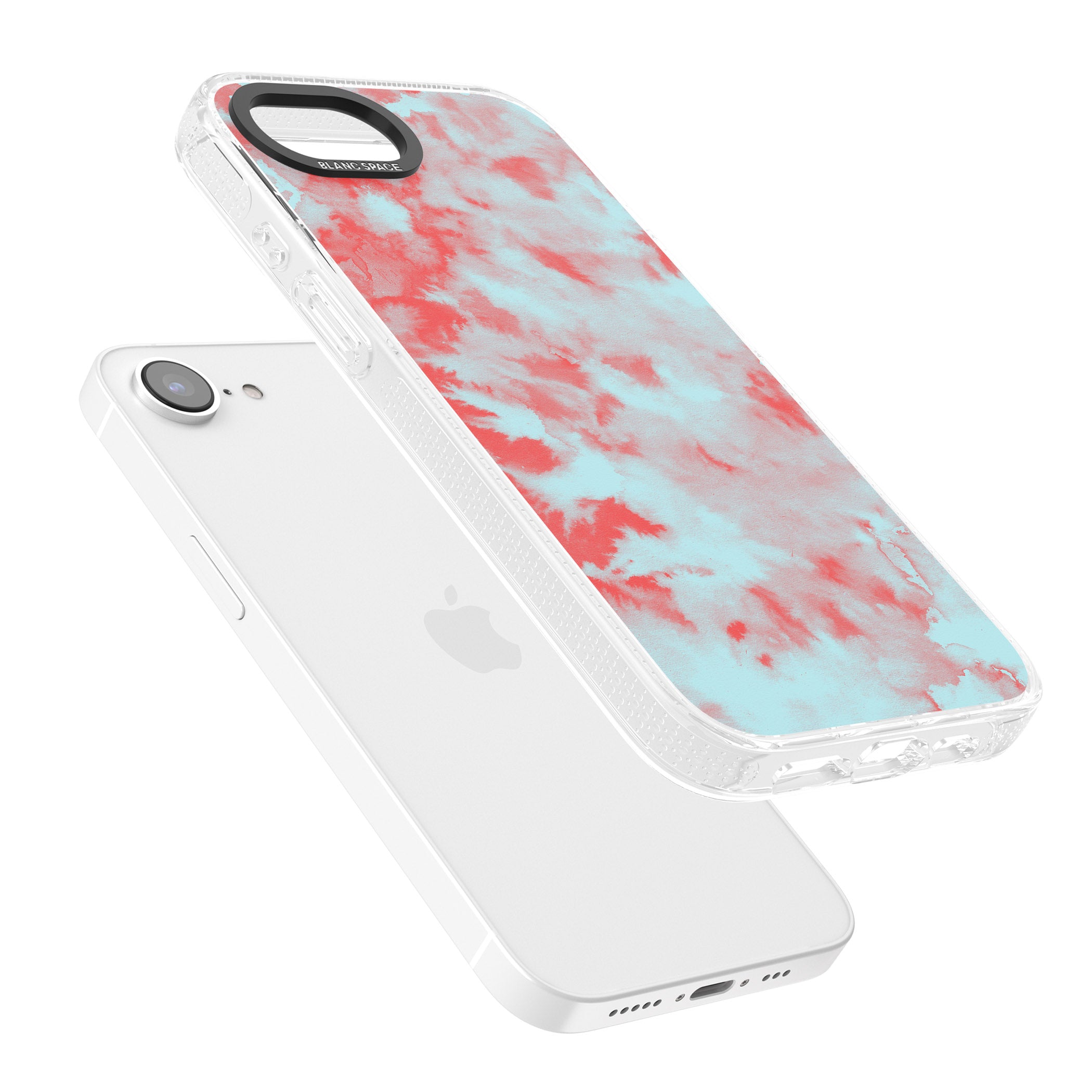 Red & Blue Acid Wash Tie-Dye Pattern iPhone 16e Clear Case Impact Air - Blanc Space