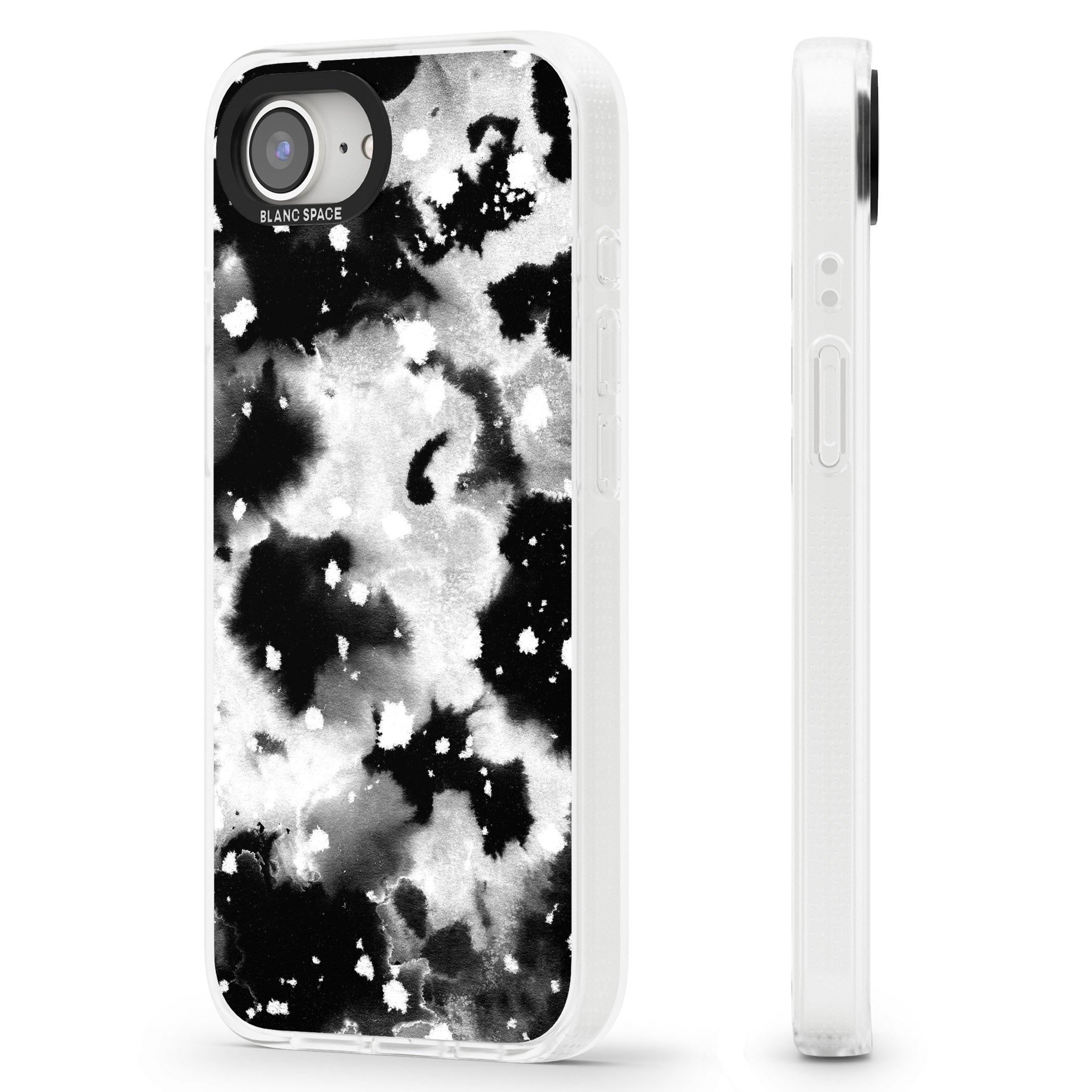 Black & White Acid Wash Tie-Dye Pattern iPhone 16e Clear Case Impact Air - Blanc Space