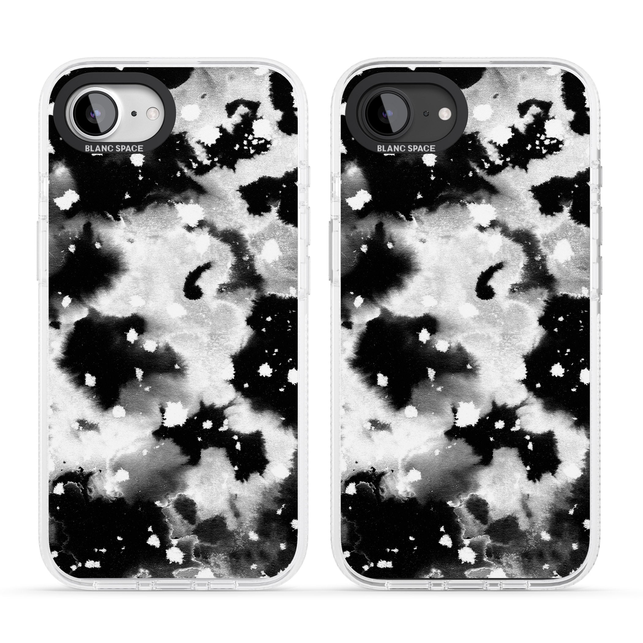 Black & White Acid Wash Tie-Dye Pattern iPhone 16e Clear Case Impact Air - Blanc Space