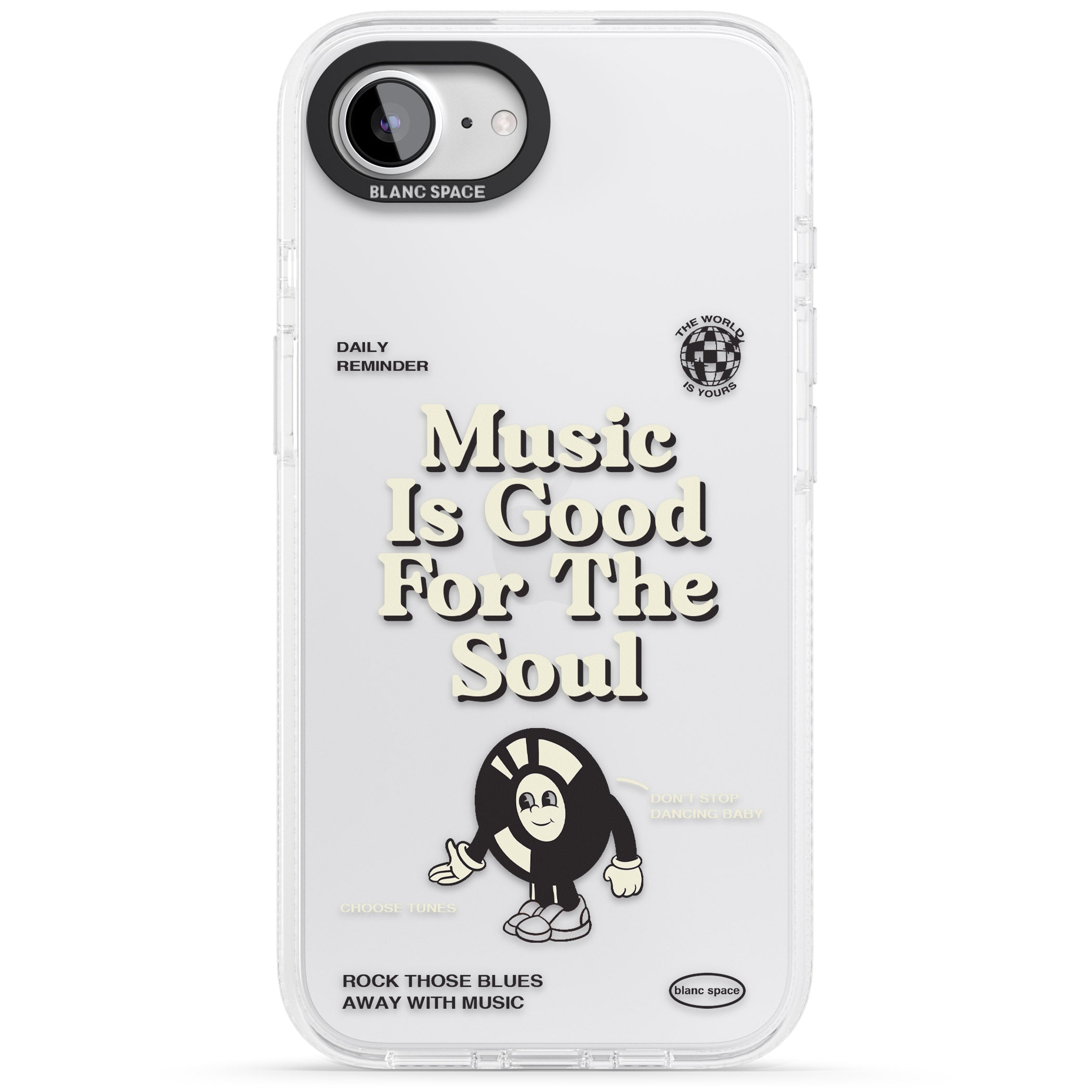 Music Is Good For The Soul iPhone 16e Clear Case Impact Air - Blanc Space