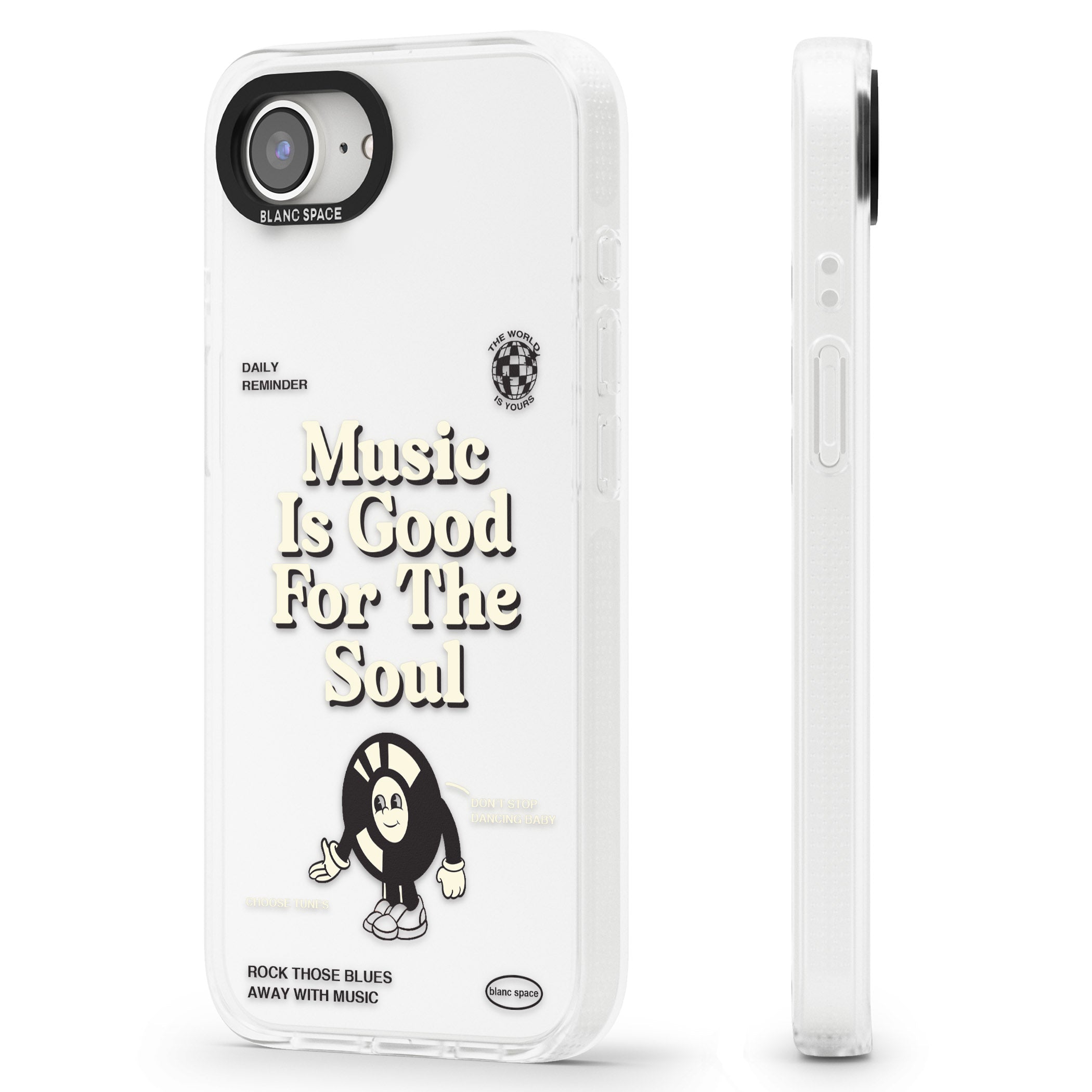 Music Is Good For The Soul iPhone 16e Clear Case Impact Air - Blanc Space