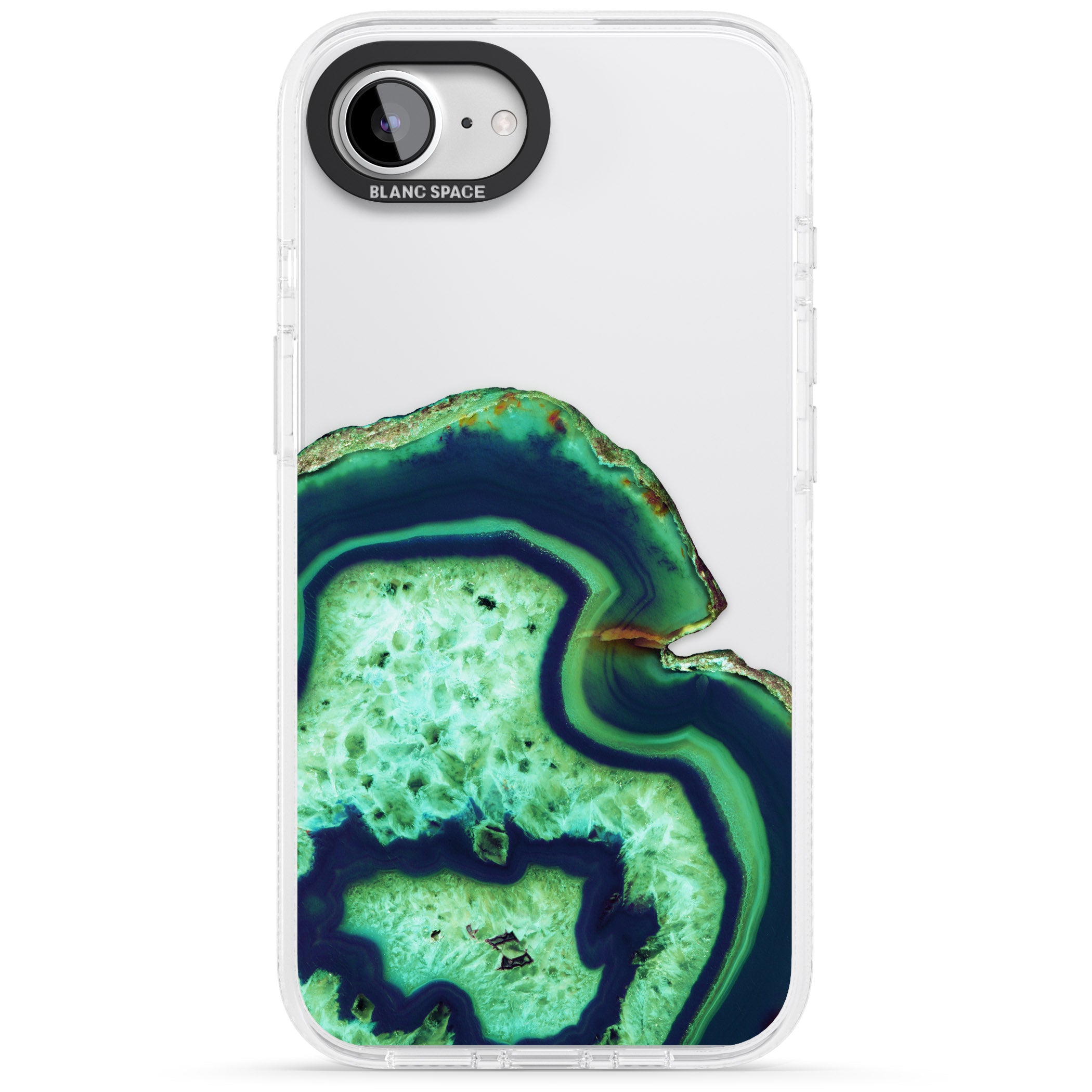 Neon Green & Blue Agate Crystal Transparent Design iPhone 16e Clear Case Impact Air - Blanc Space