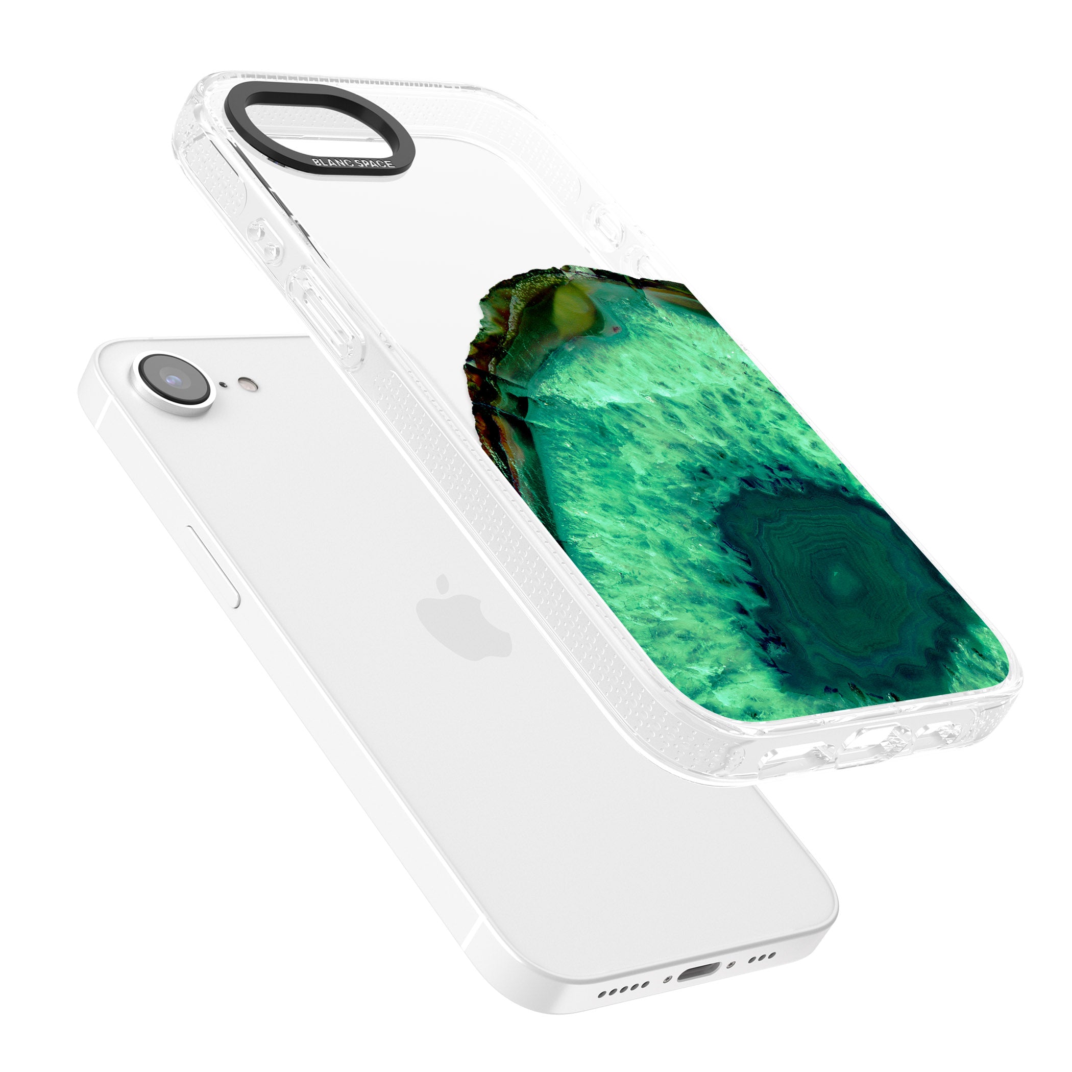 Emerald Green Gemstone Crystal Clear Design iPhone 16e Clear Case Impact Air - Blanc Space