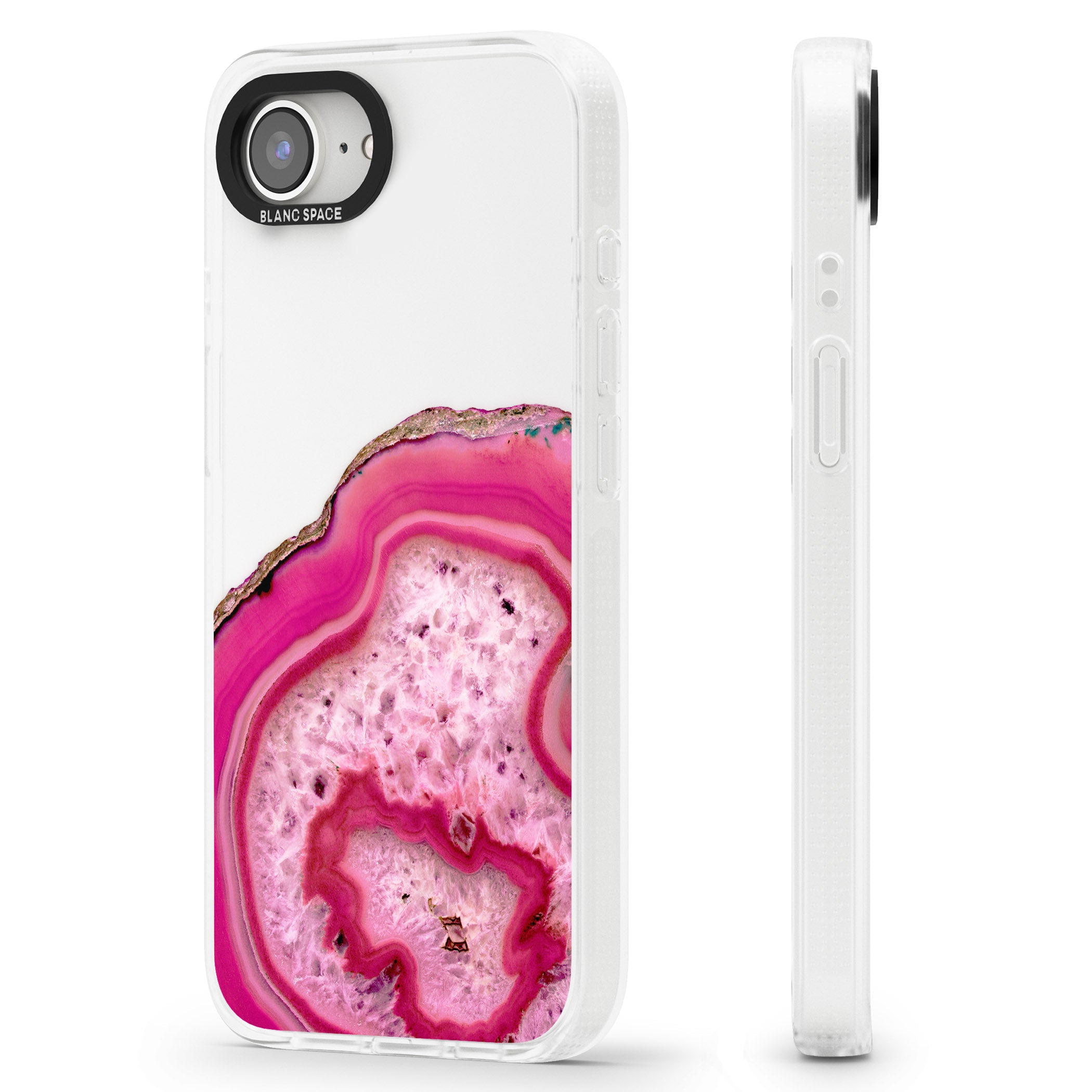 Bright Pink Gemstone Crystal Clear Design iPhone 16e Clear Case Impact Air - Blanc Space