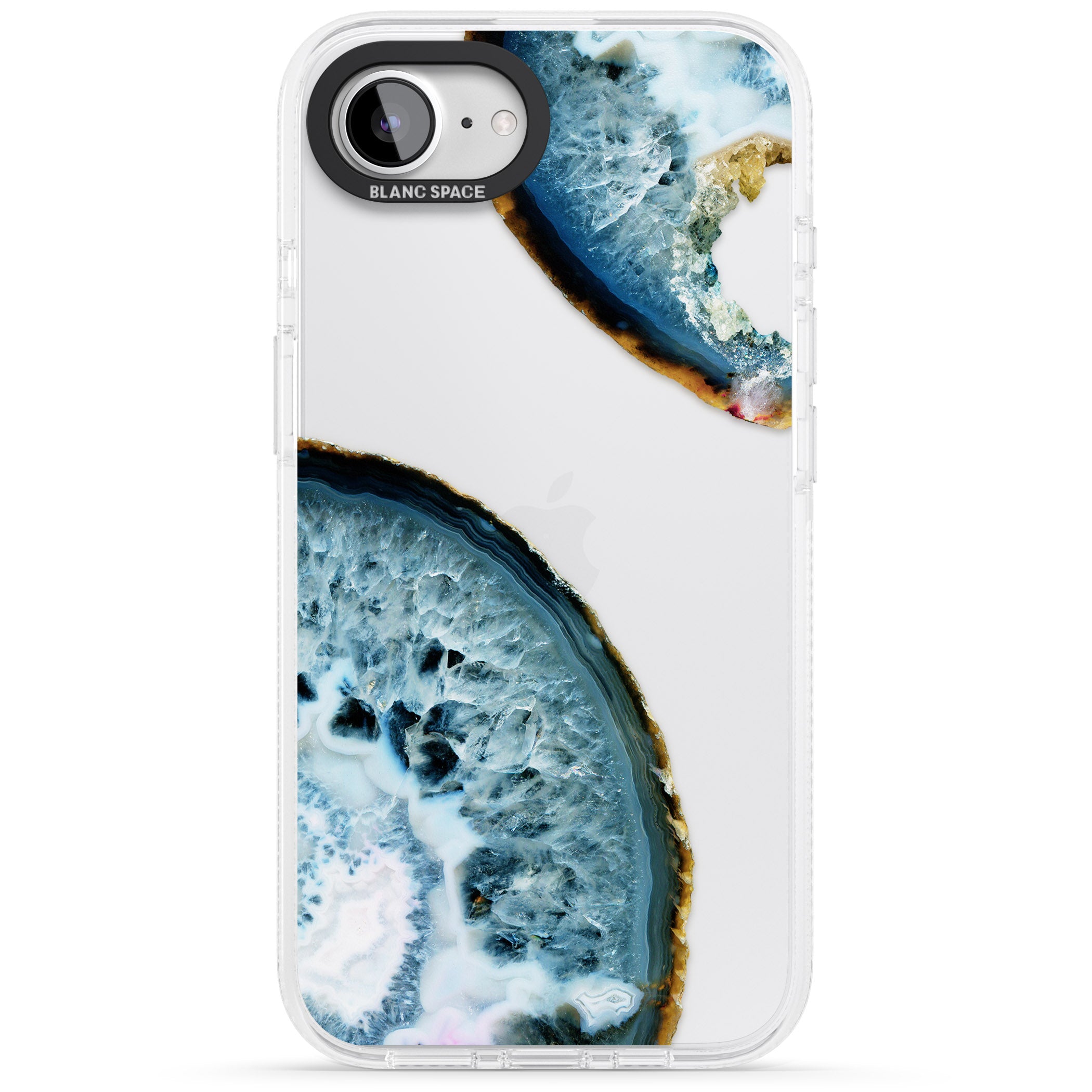 Blue, White & Yellow Agate Gemstone iPhone 16e Clear Case Impact Air - Blanc Space