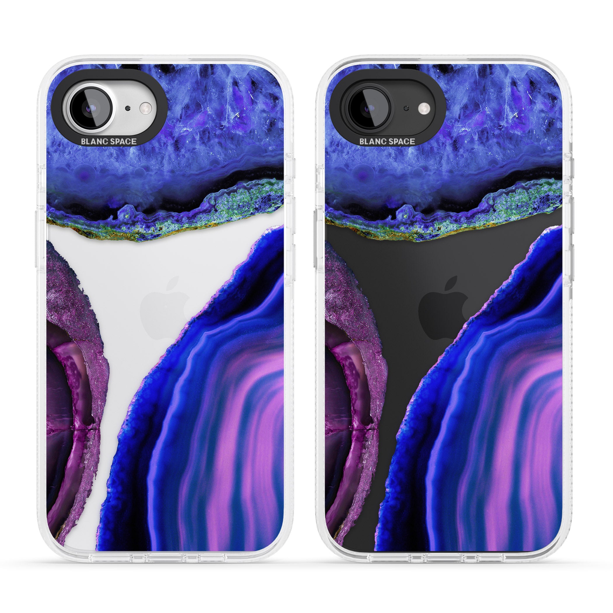 Purple & Blue Agate Gemstone Clear Design iPhone 16e Clear Case Impact Air - Blanc Space