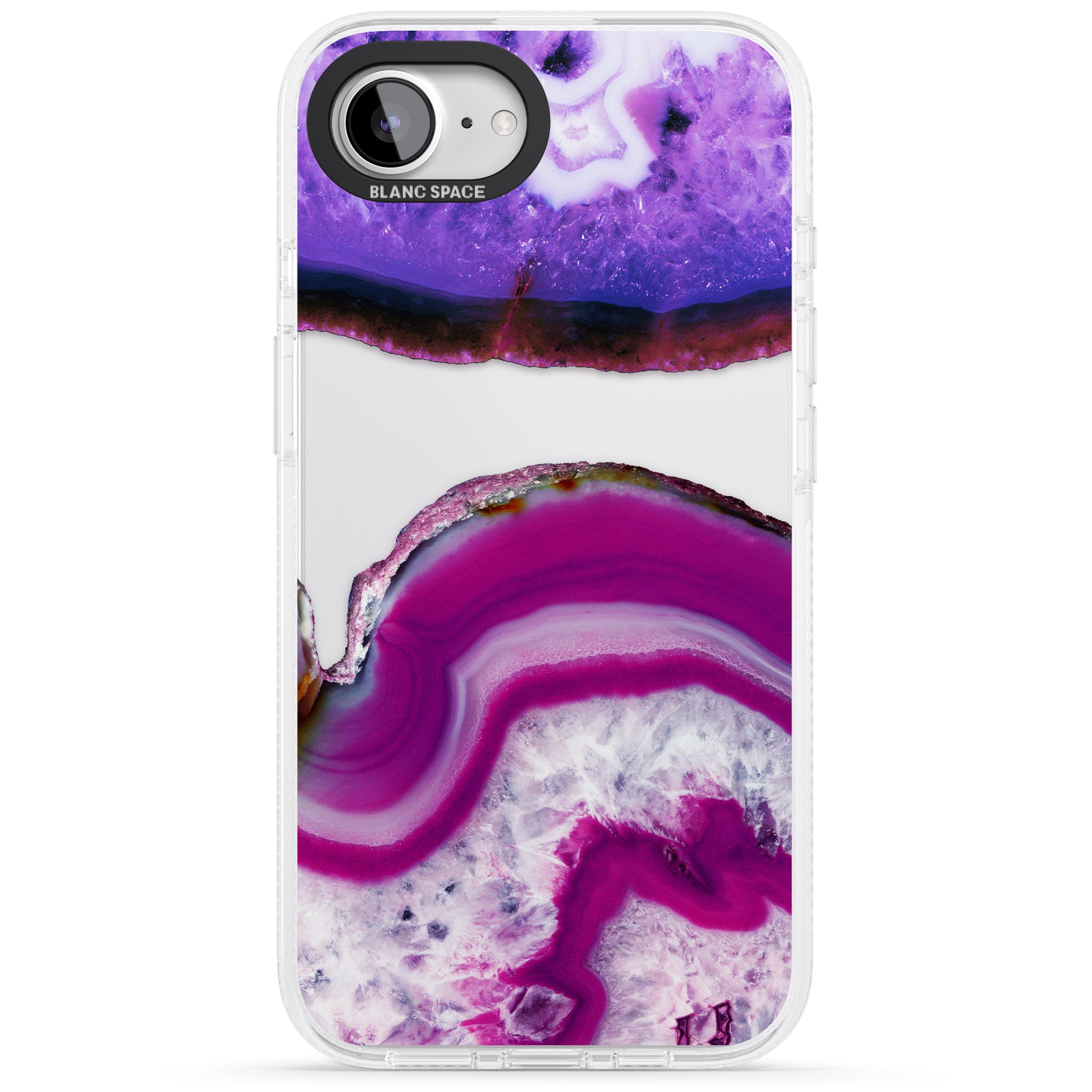 Purple & White Gemstone Crystal Clear Design iPhone 16e Clear Case Impact Air - Blanc Space