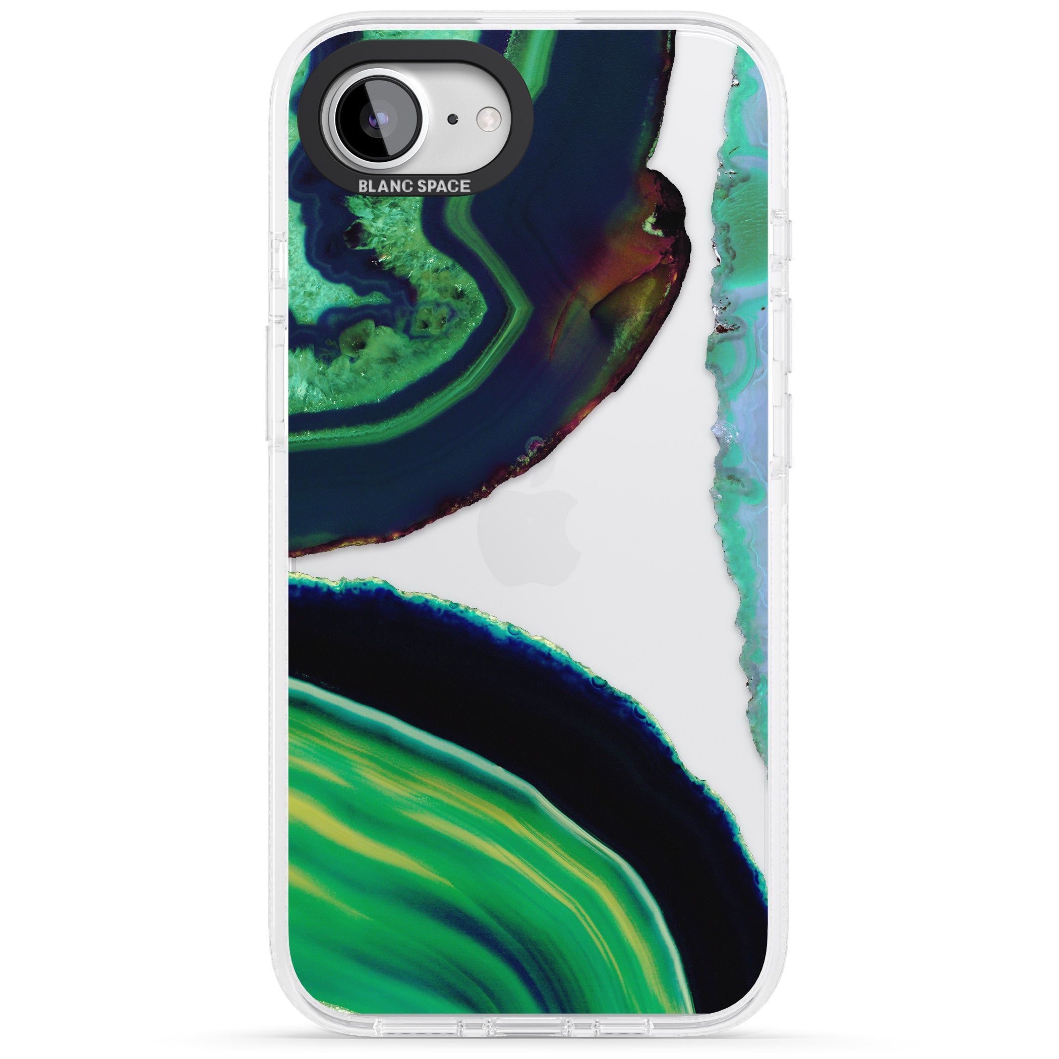 Green & Navy Gemstone Crystal Clear Design iPhone 16e Clear Case Impact Air - Blanc Space