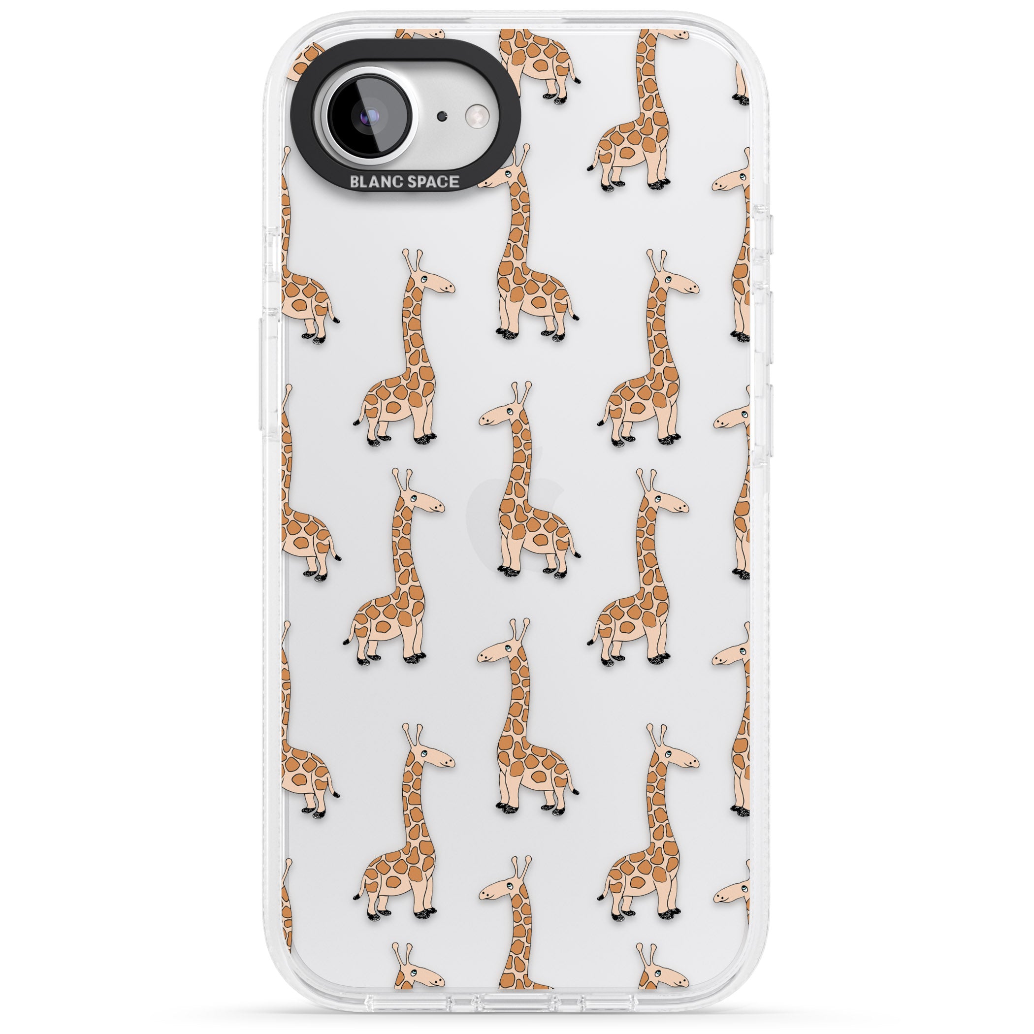 Cute Giraffe Pattern Clear iPhone 16e Clear Case Impact Air - Blanc Space